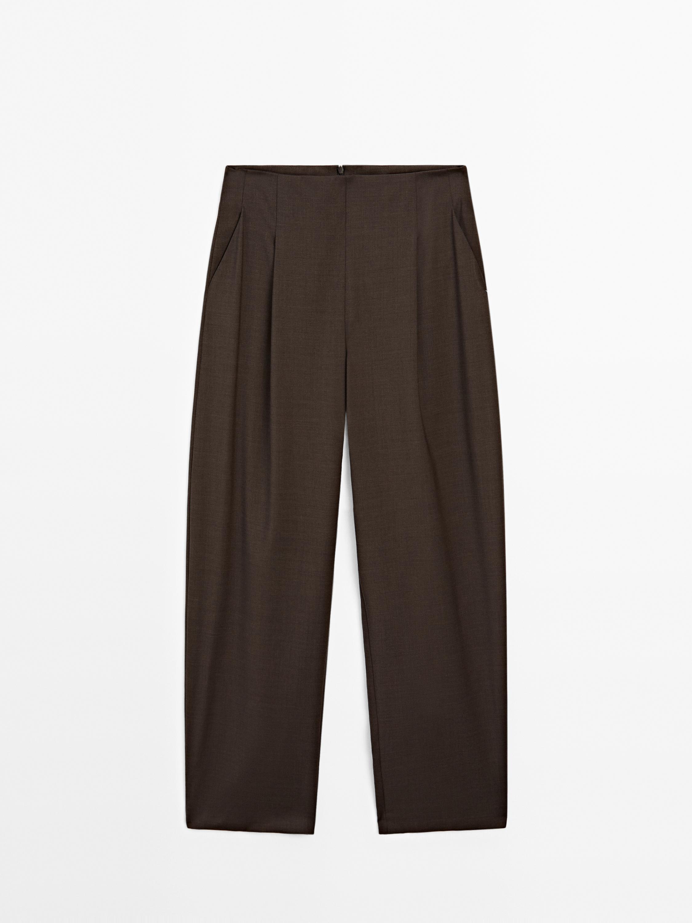 100% wool wide-leg darted trousers - STUDIO