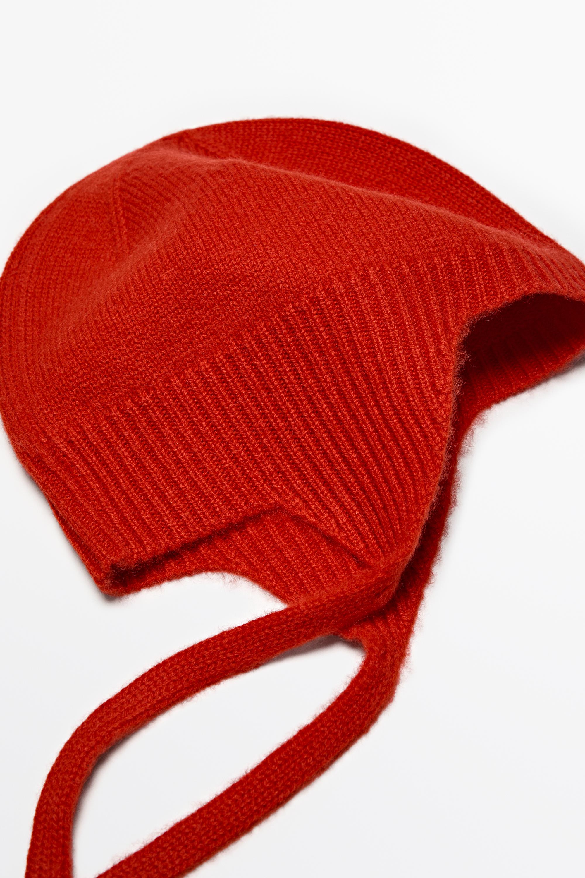 100% cashmere tie-detail beanie — RED