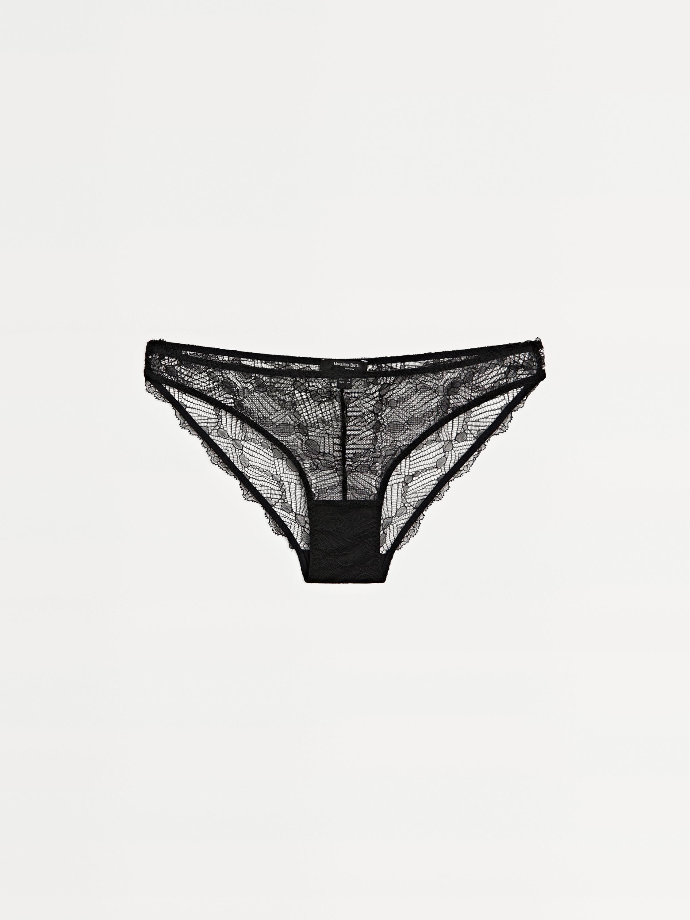 Lace briefs with blonde lace detail — BLACK