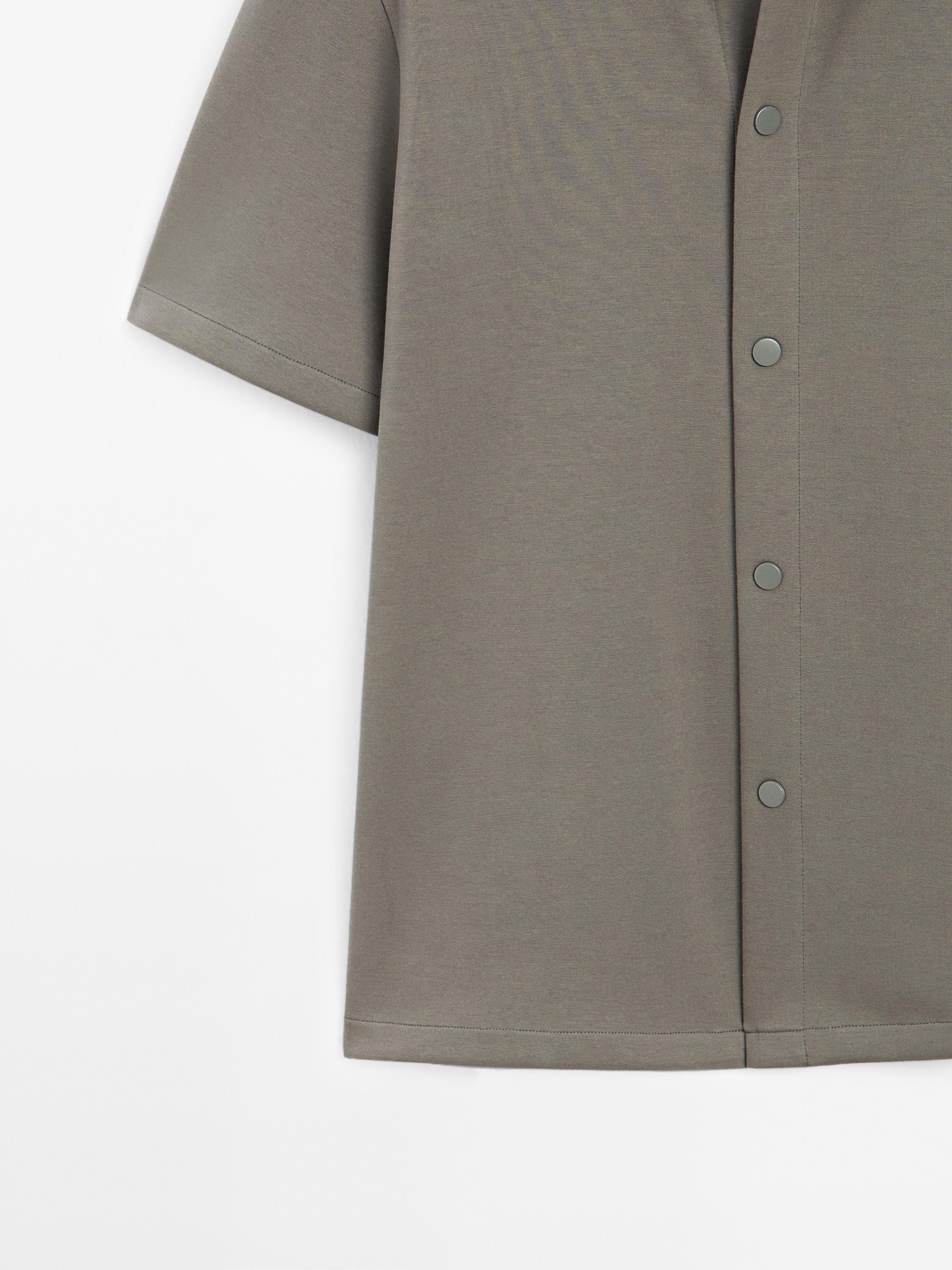 Cotton blend shirt with snap buttons