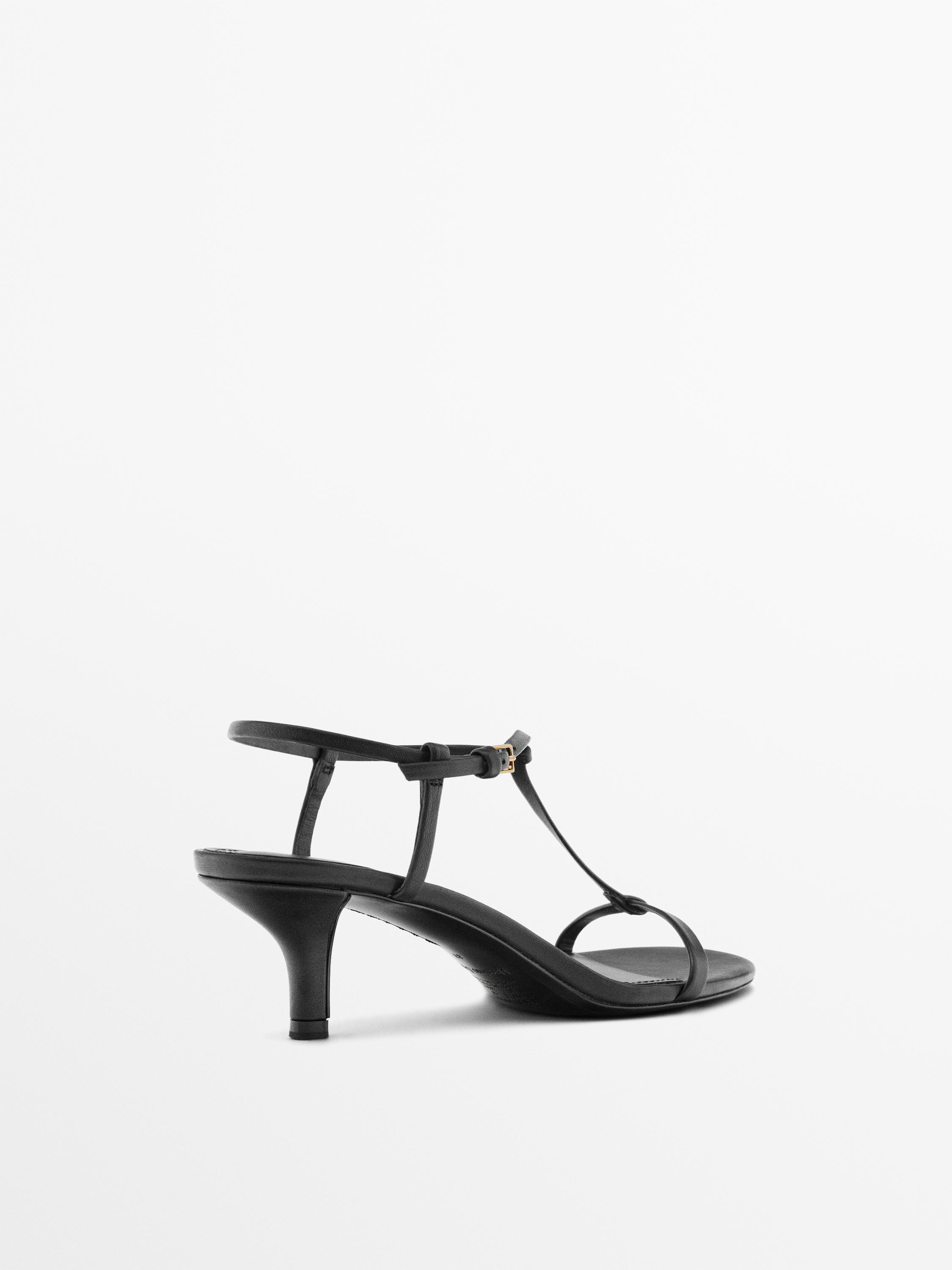 Strappy mid-heel sandals — BLACK
