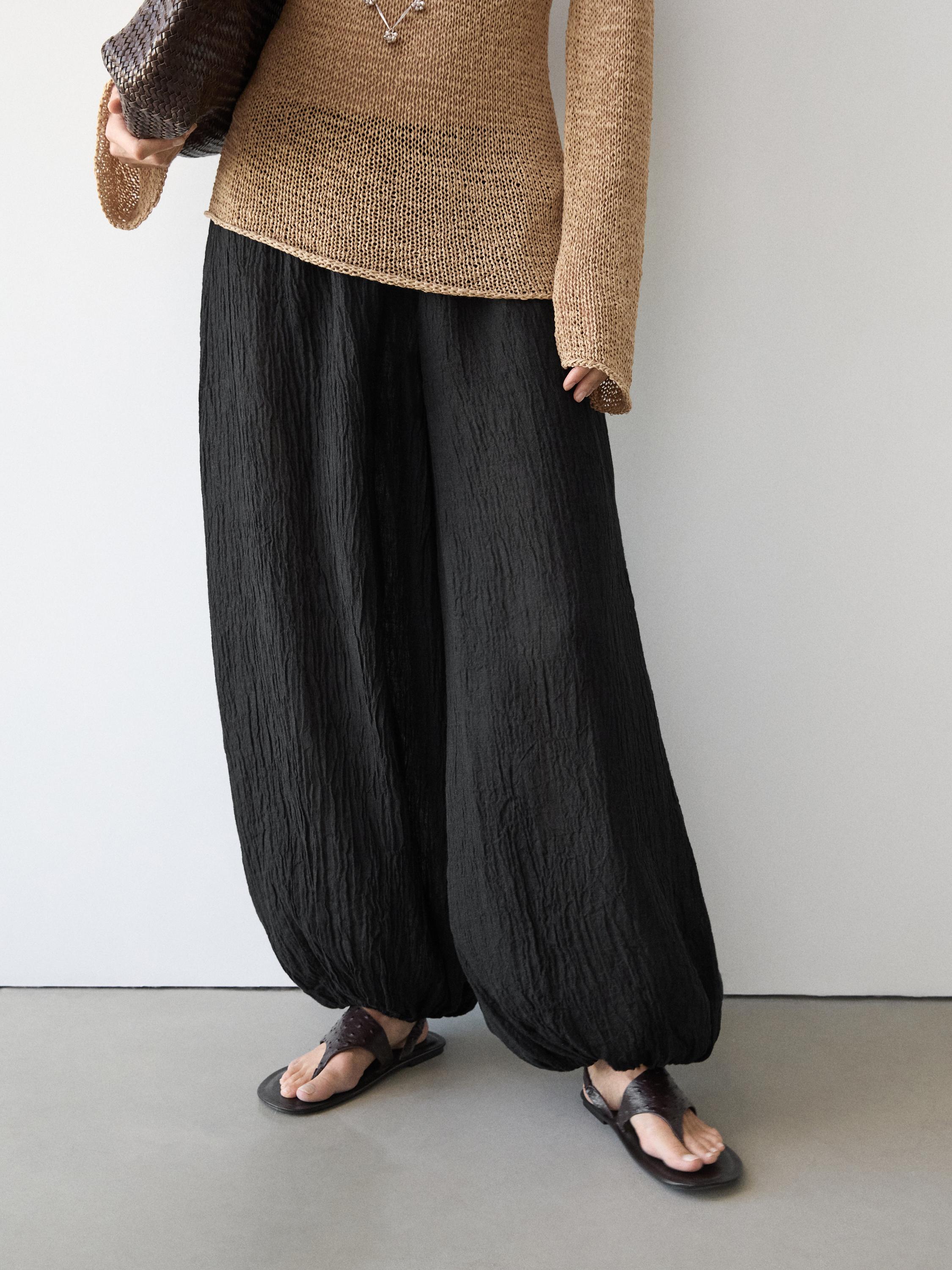 Linen sarouel trousers — BLACK