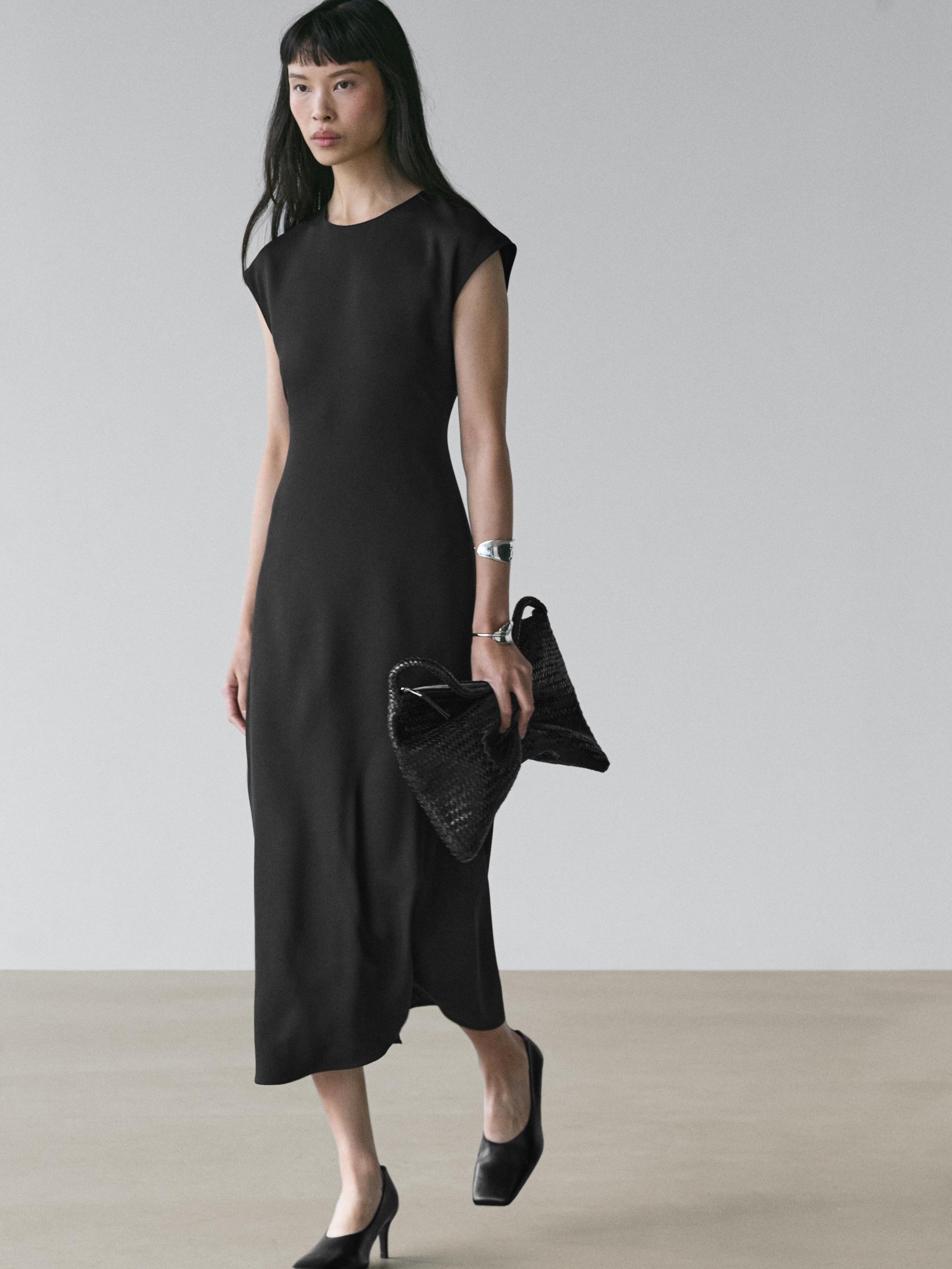 Flowing Short Sleeve Dress - Black - 2 - Massimo Dutti - Women Flowing Short Sleeve Dress - Black - 2 - Massimo Dutti - Women