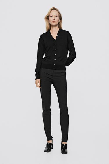 100% wool knit cardigan with button detail - LIMITED EDITION — BLACK 1
