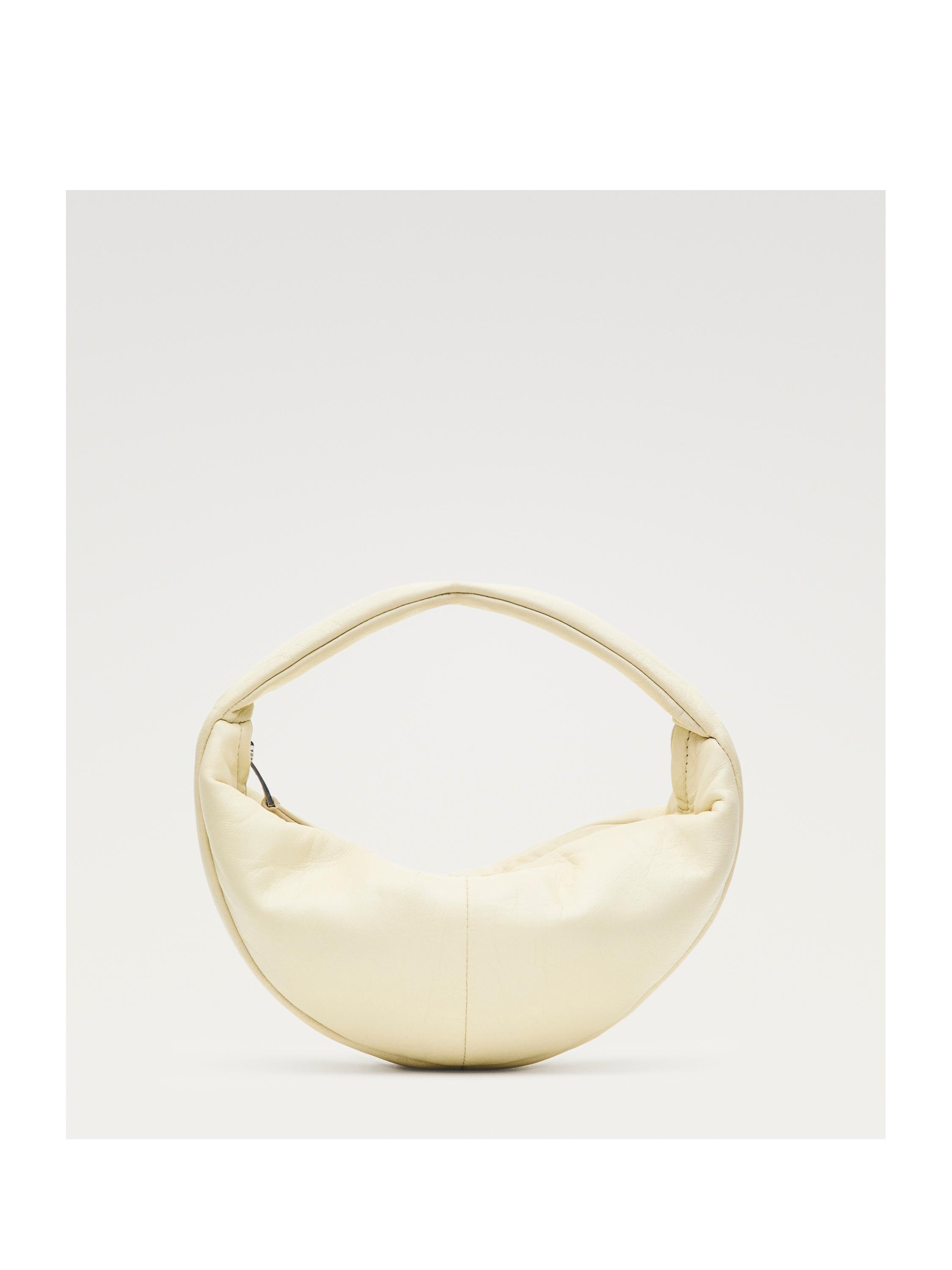 Mini nappa leather half-moon bag — WHITE