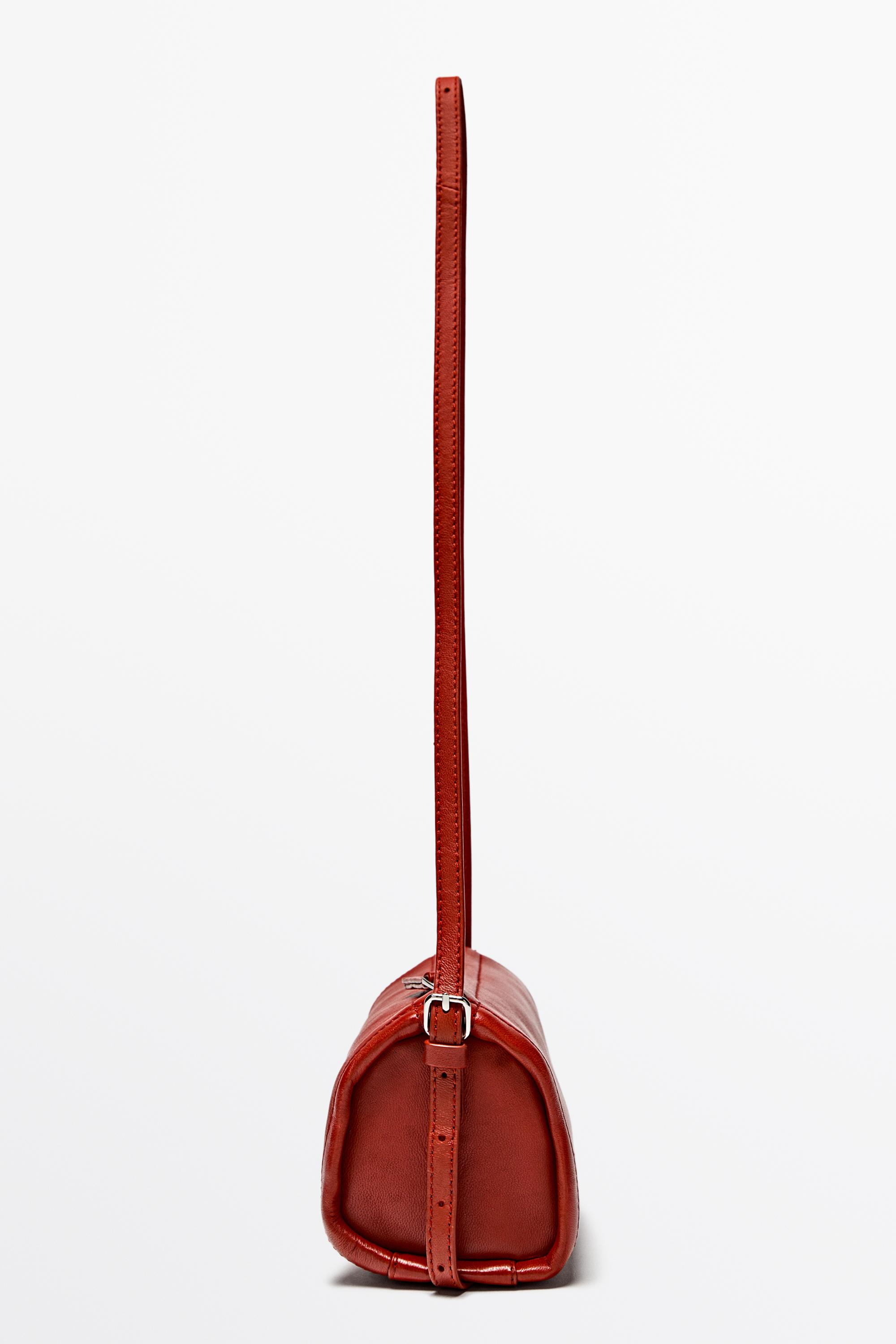 Nappa leather crossbody bag — CORAL RED