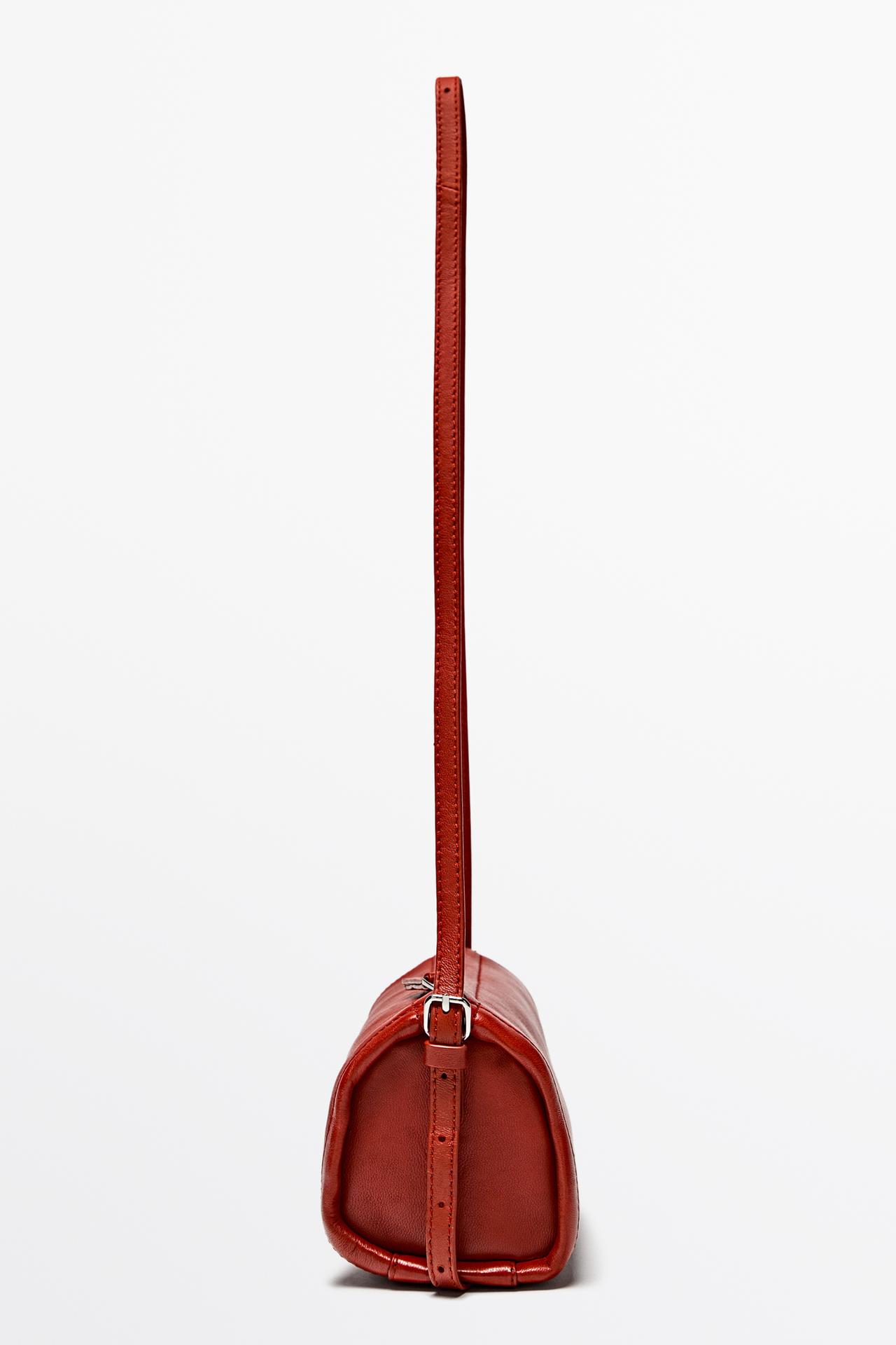 Nappa leather mini crossbody bag — CORAL RED