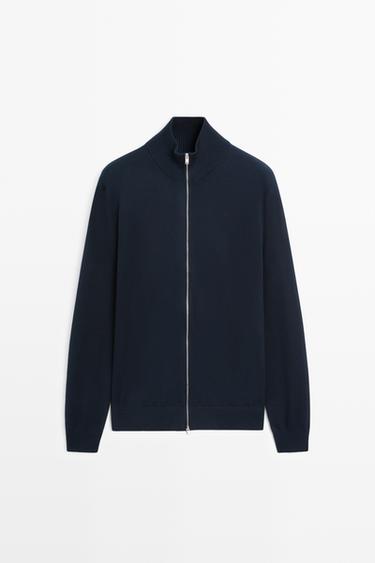 100% cotton knit cardigan — NAVY BLUE 2