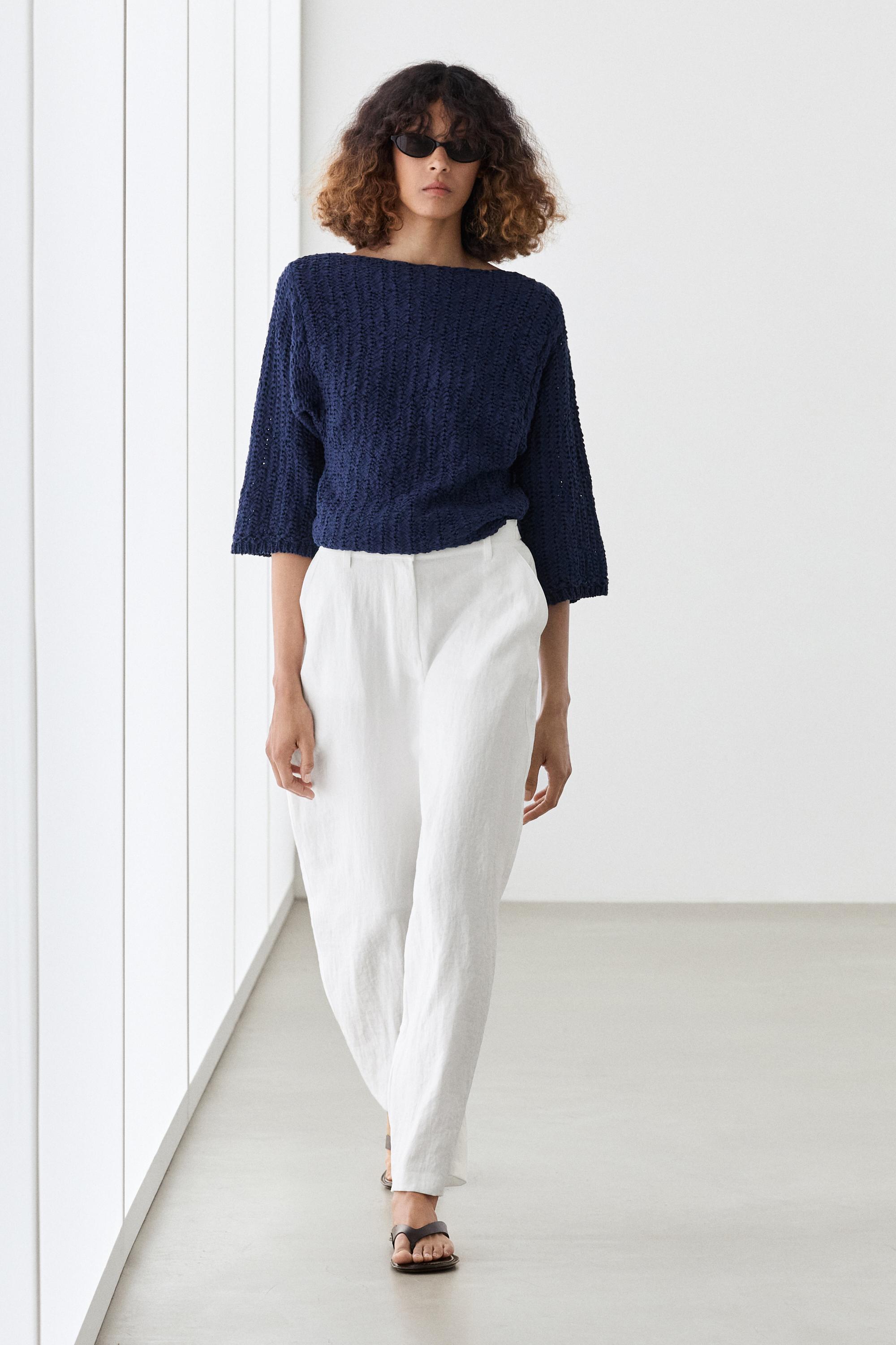 Flowing trousers with buckles — WHITE