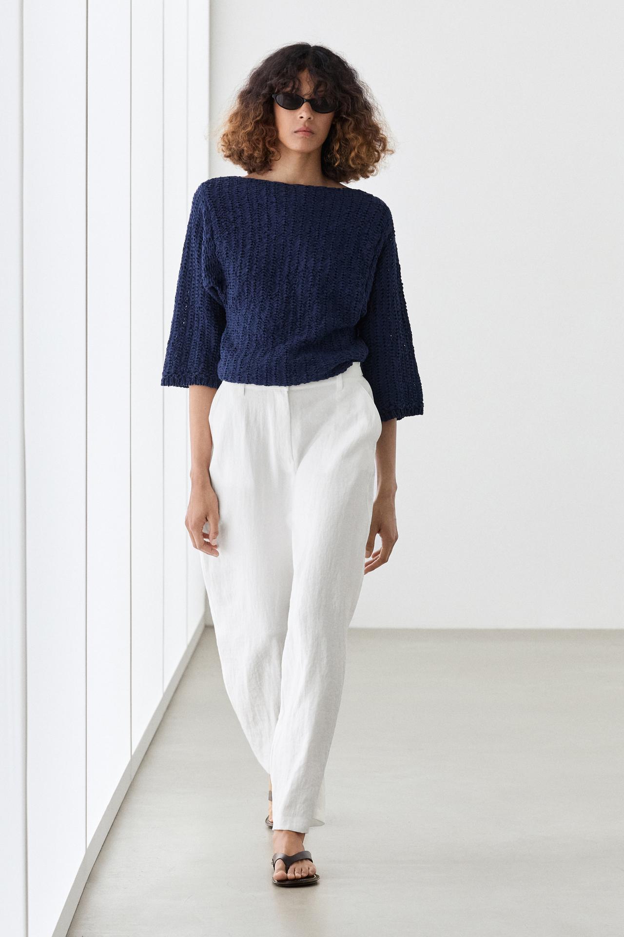 Flowing trousers with buckles — WHITE