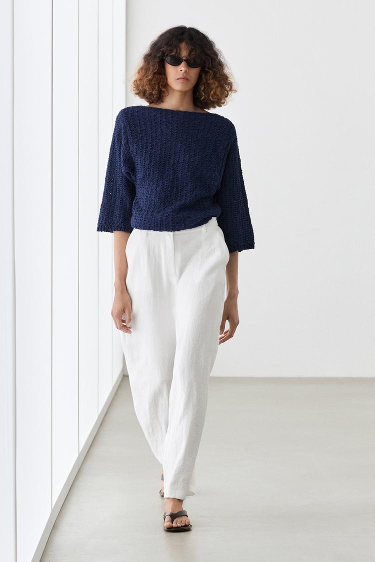 Flowing trousers with buckles — WHITE