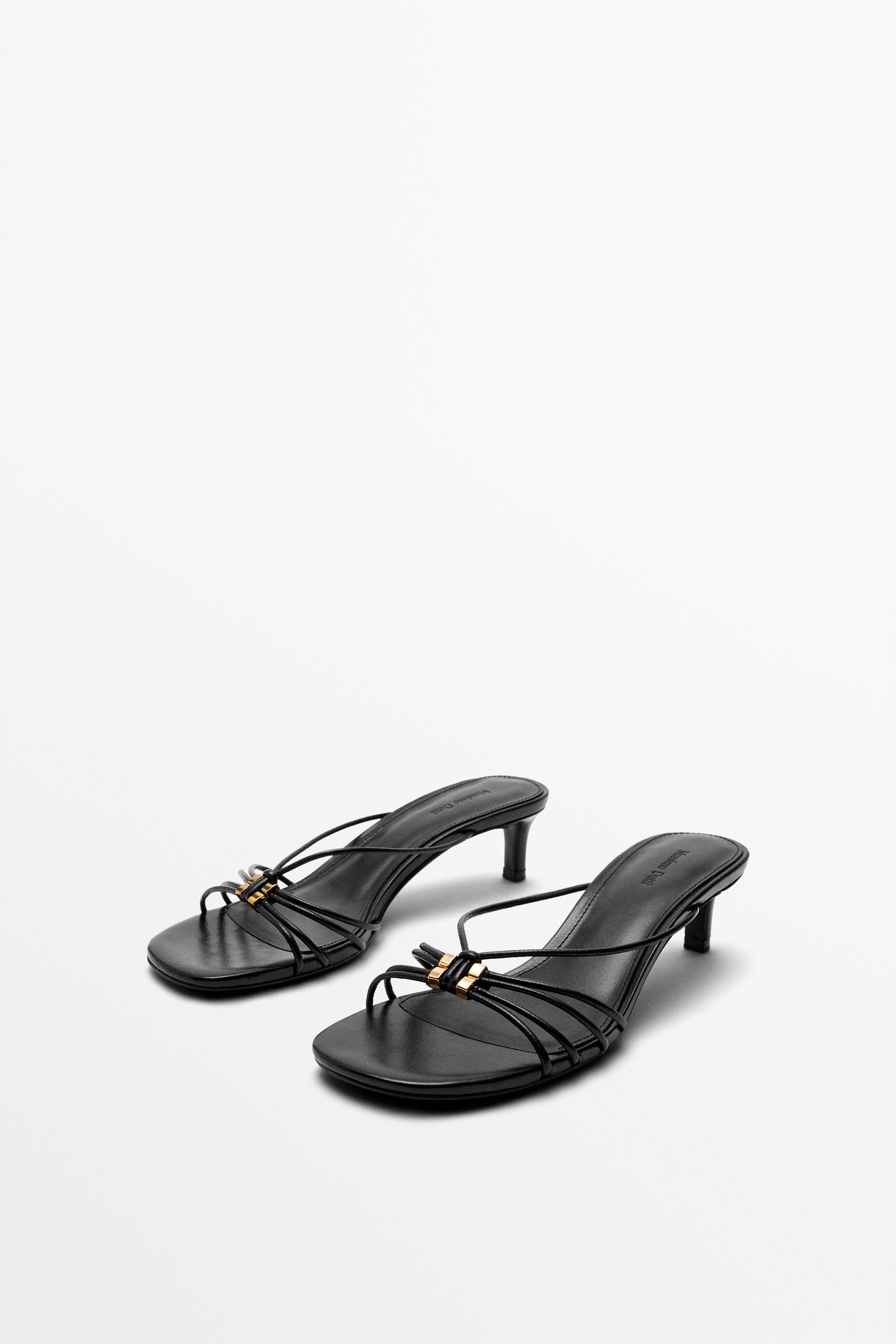 Strappy heeled sandals with embellished detail — BLACK (alternate view)