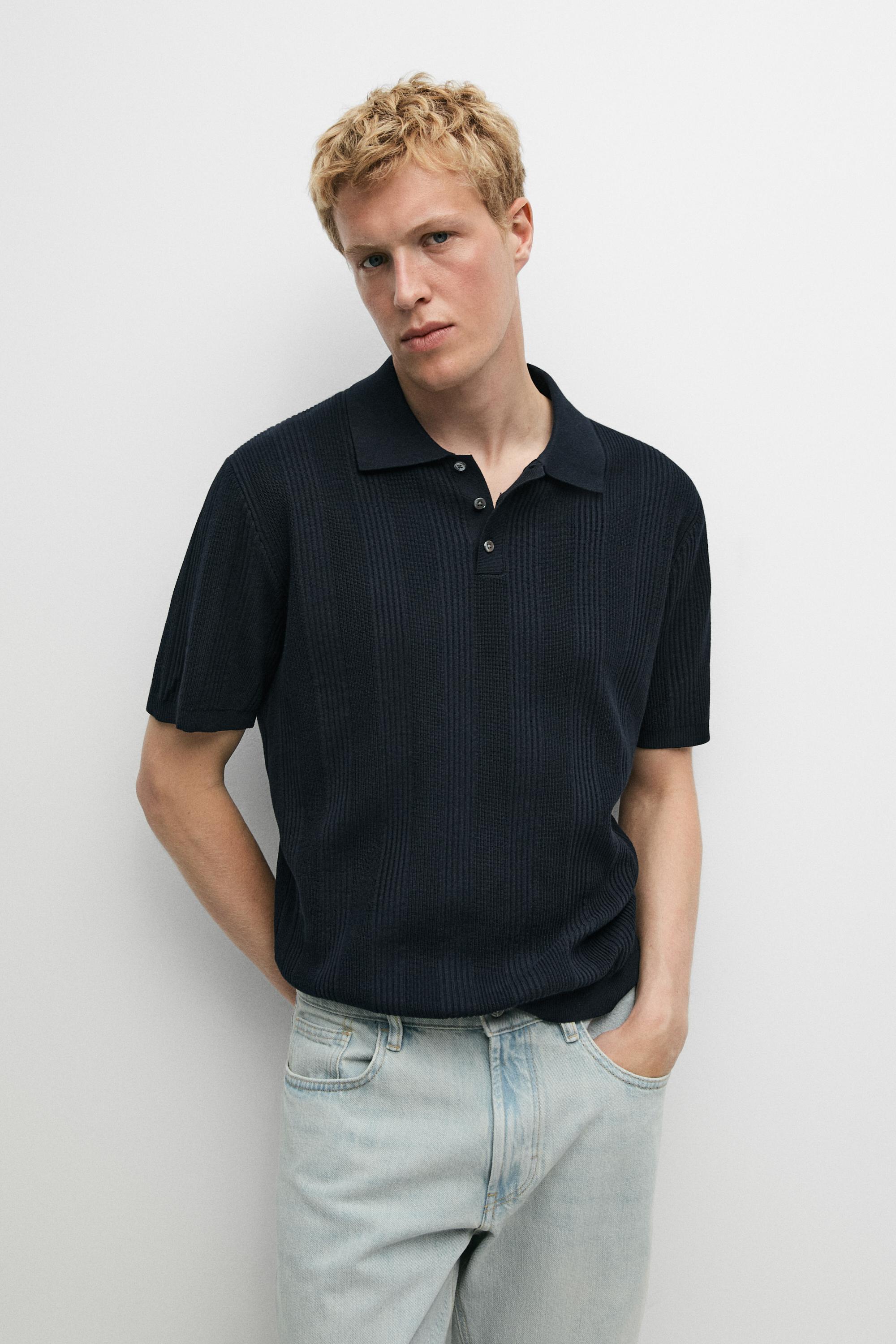 Polo rayé en maille texturée 100 % coton