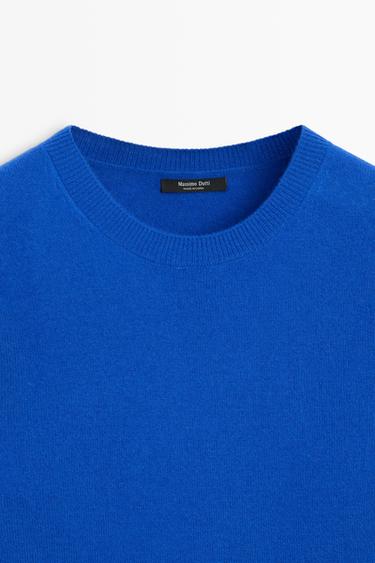 Wool blend crew neck knit sweater — FADED PETROL BLUE 9