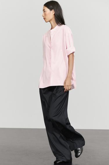 Cotton-blend stand collar shirt — CLAY 8