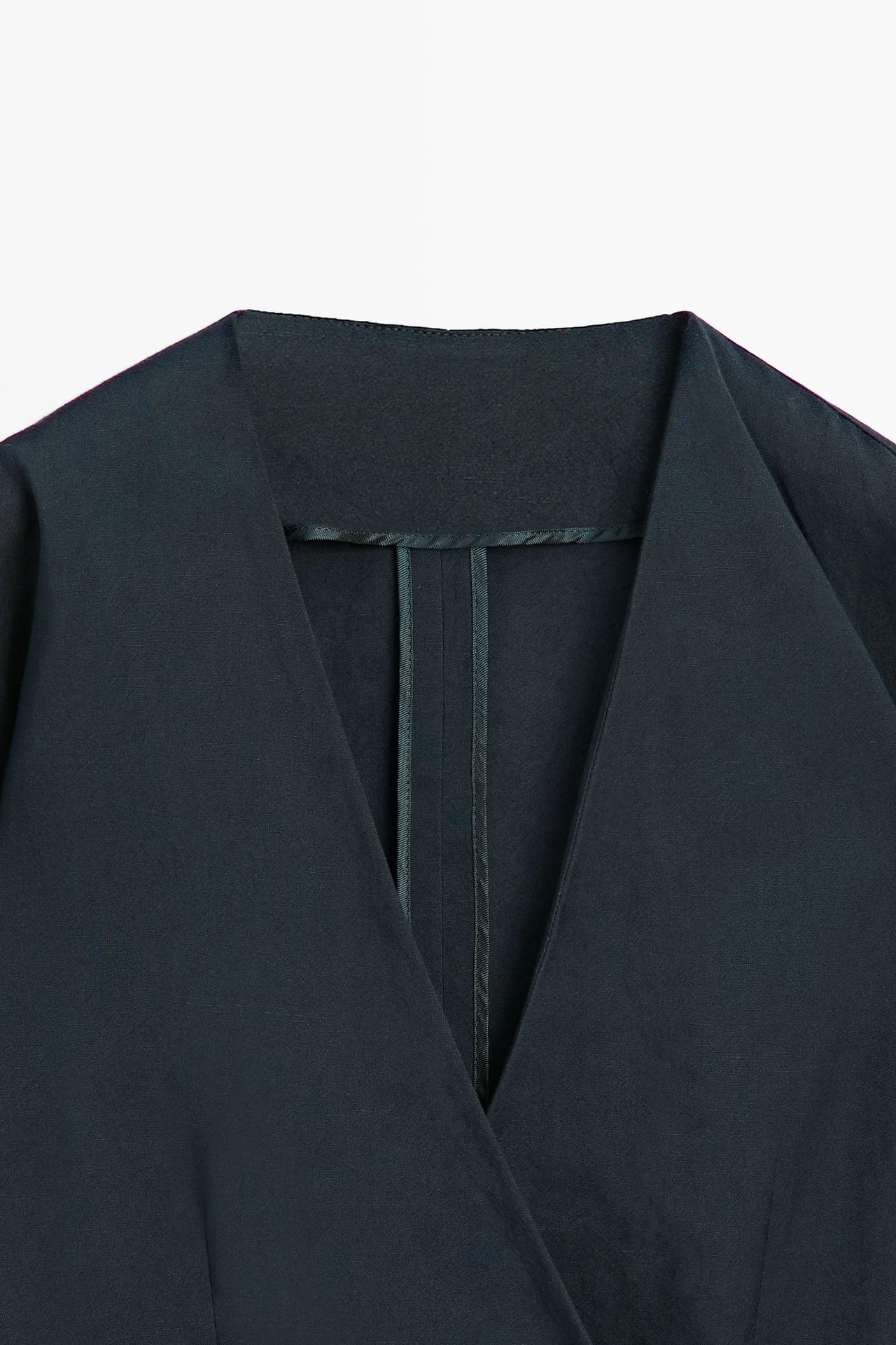 Lightweight wrap blouse with sash detail — DEEP BLUE