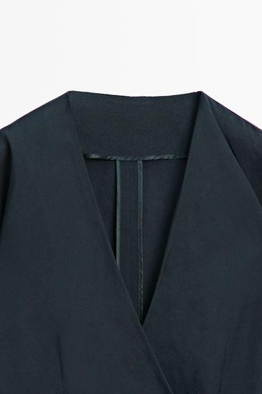 Lightweight wrap blouse with sash detail — DEEP BLUE 9