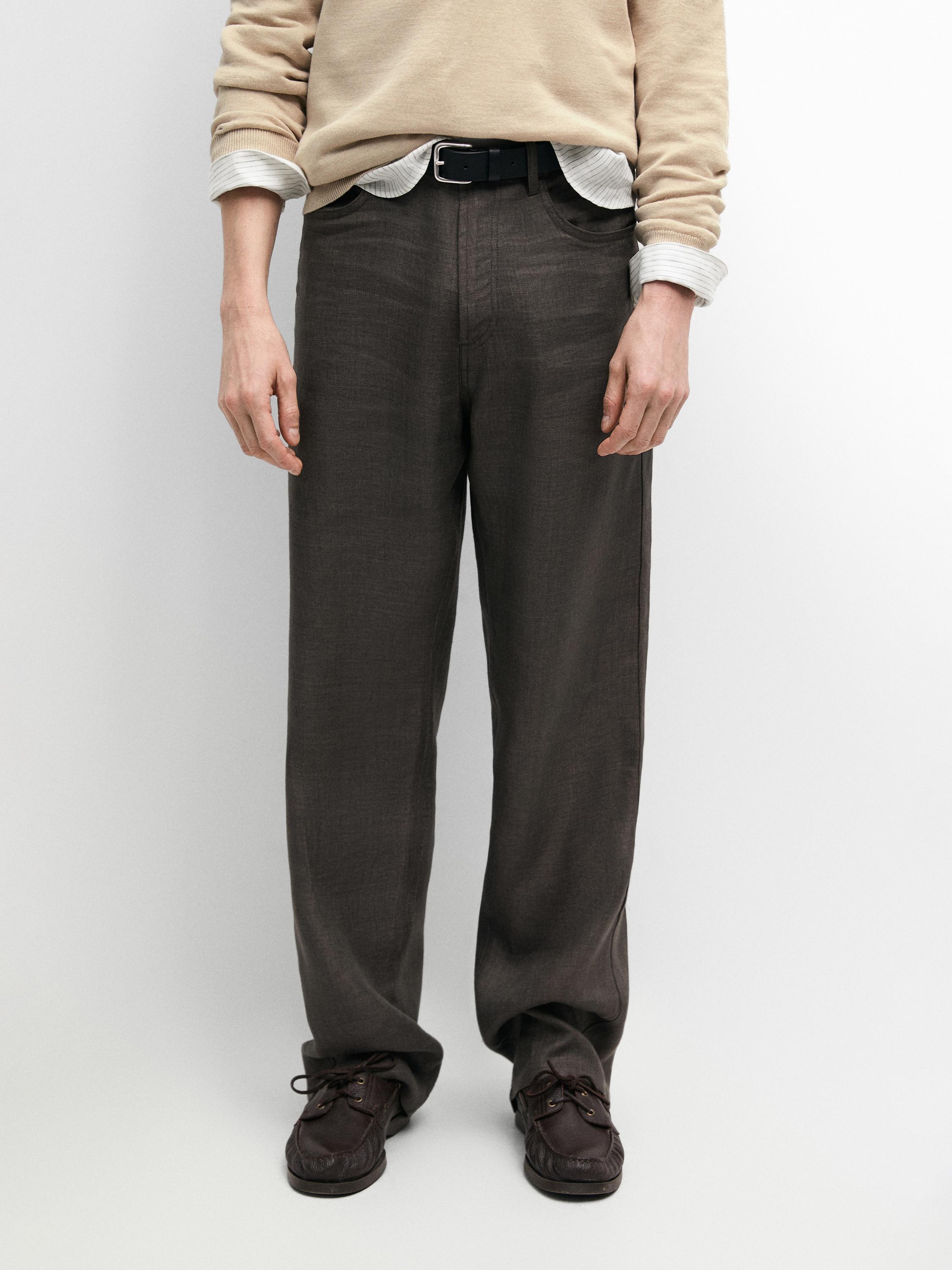 Linen semi-jogger trousers
