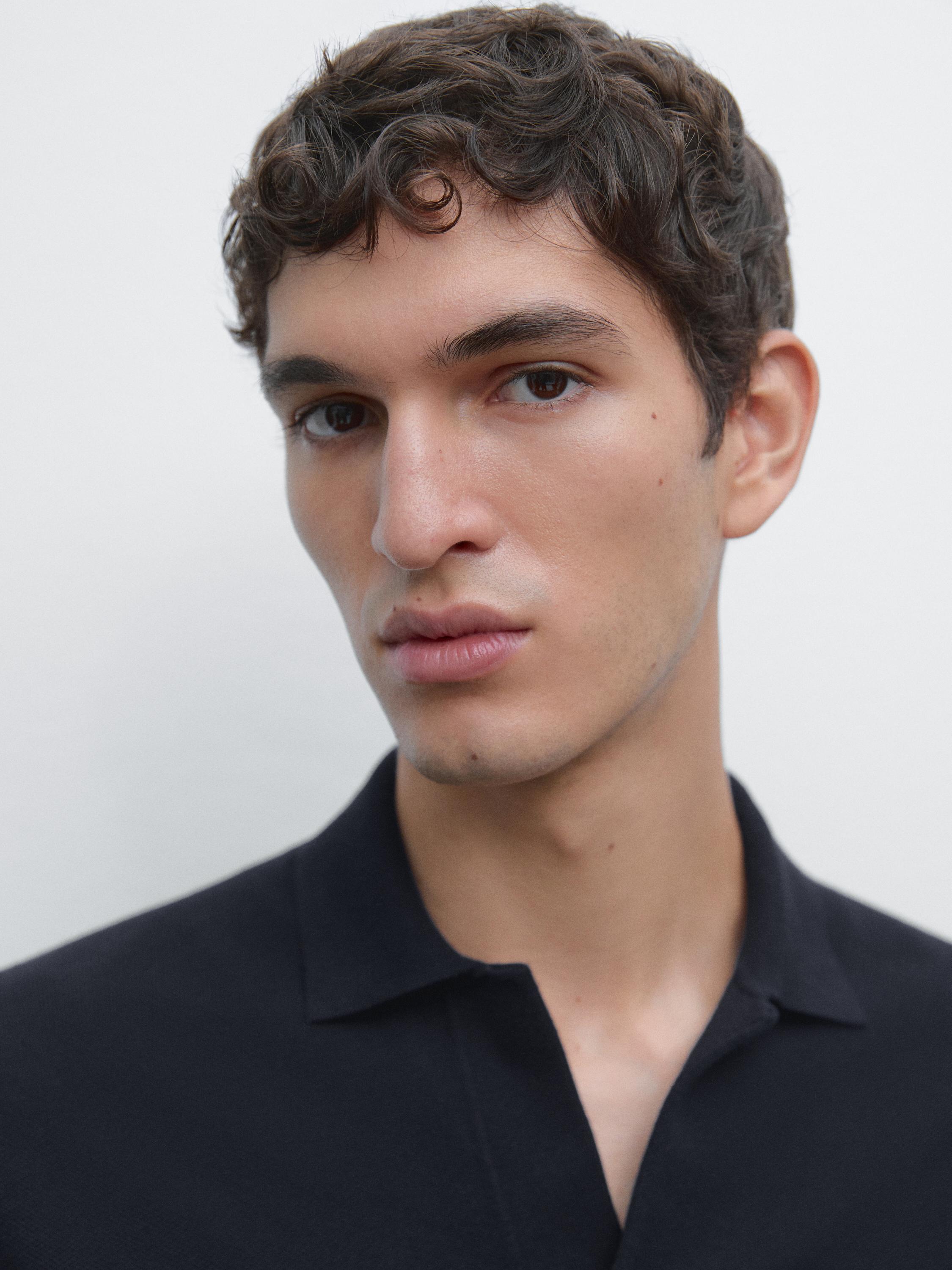 Knit V-neck polo shirt