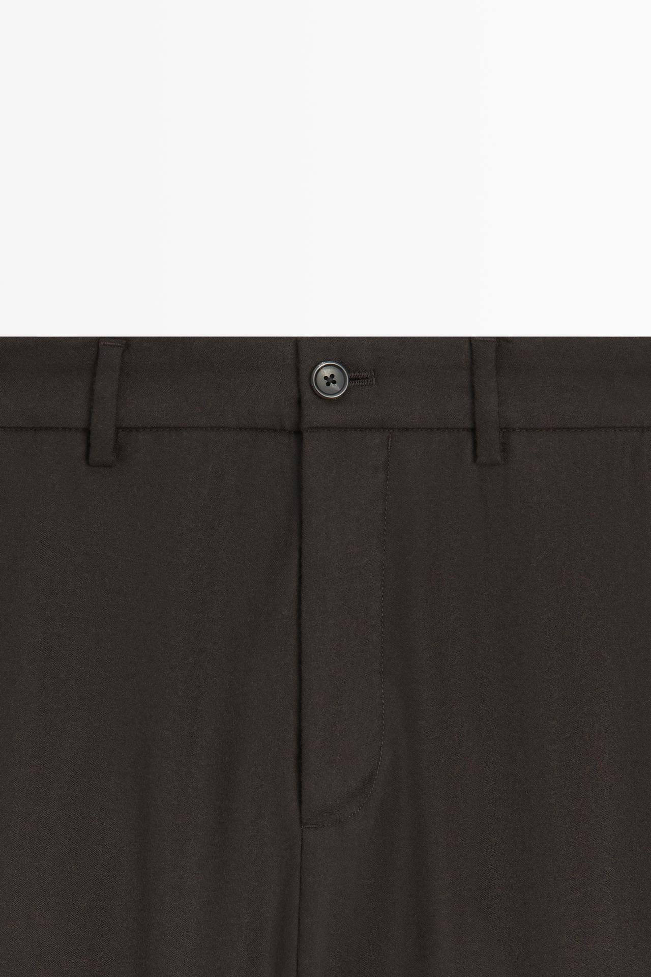 100% Wool Pants with Waist Detail — BROWN