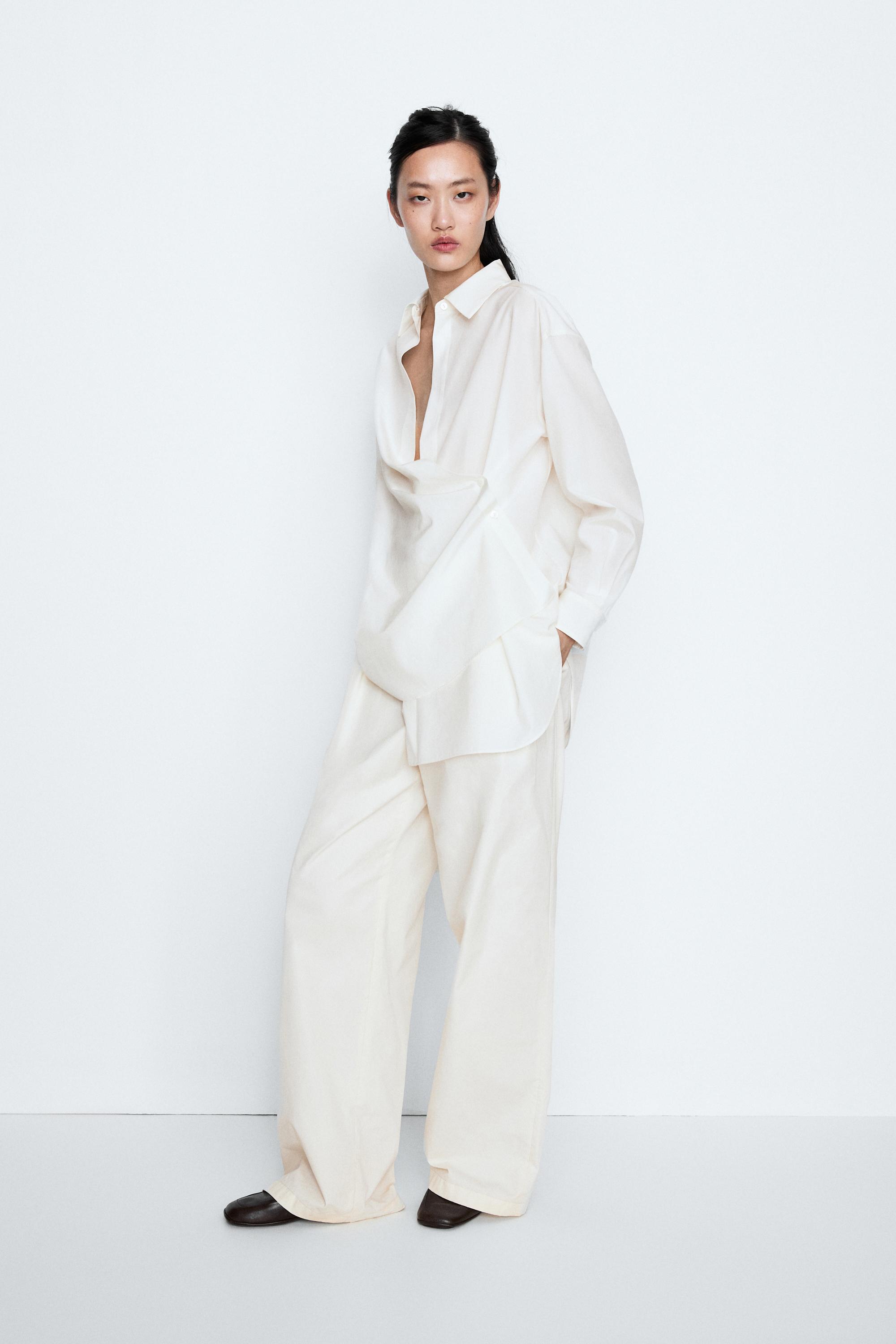 Flowing button-detail shirt - STUDIO — CREAM