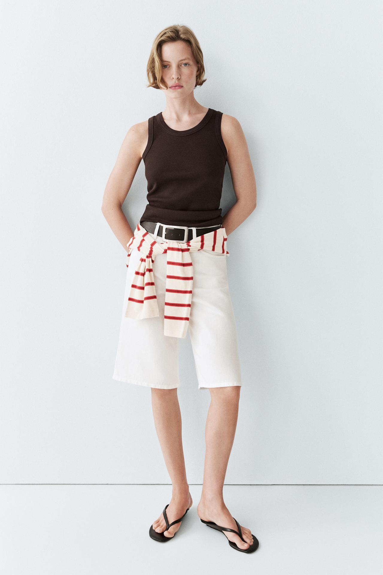 Cotton blend halter top — BROWN