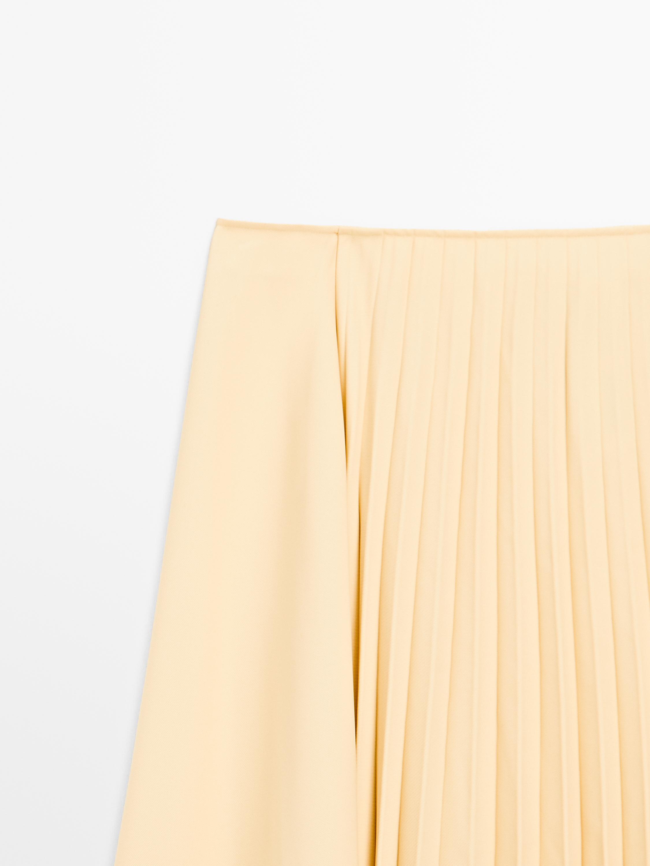 Denim midi skirt with plank detail