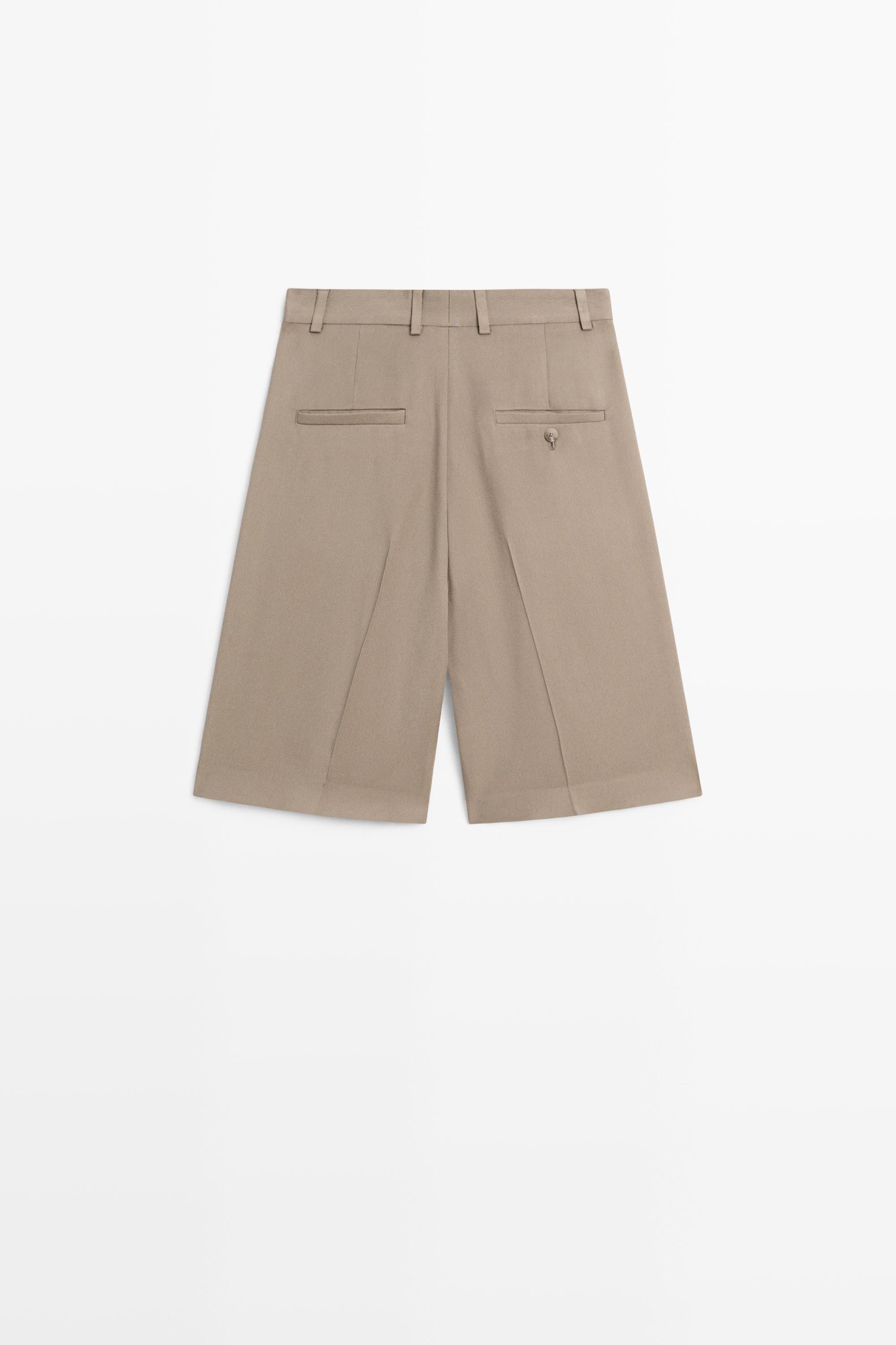 Long darted Bermuda shorts - STUDIO — STONE