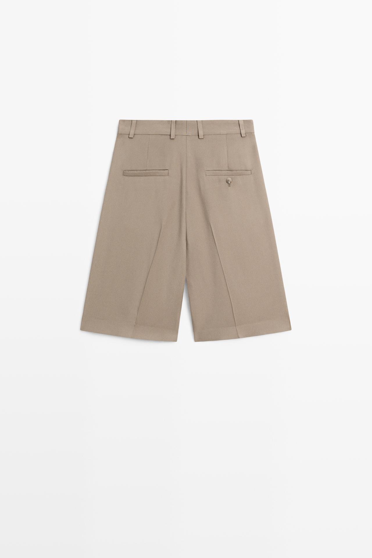 Long darted Bermuda shorts - STUDIO — STONE