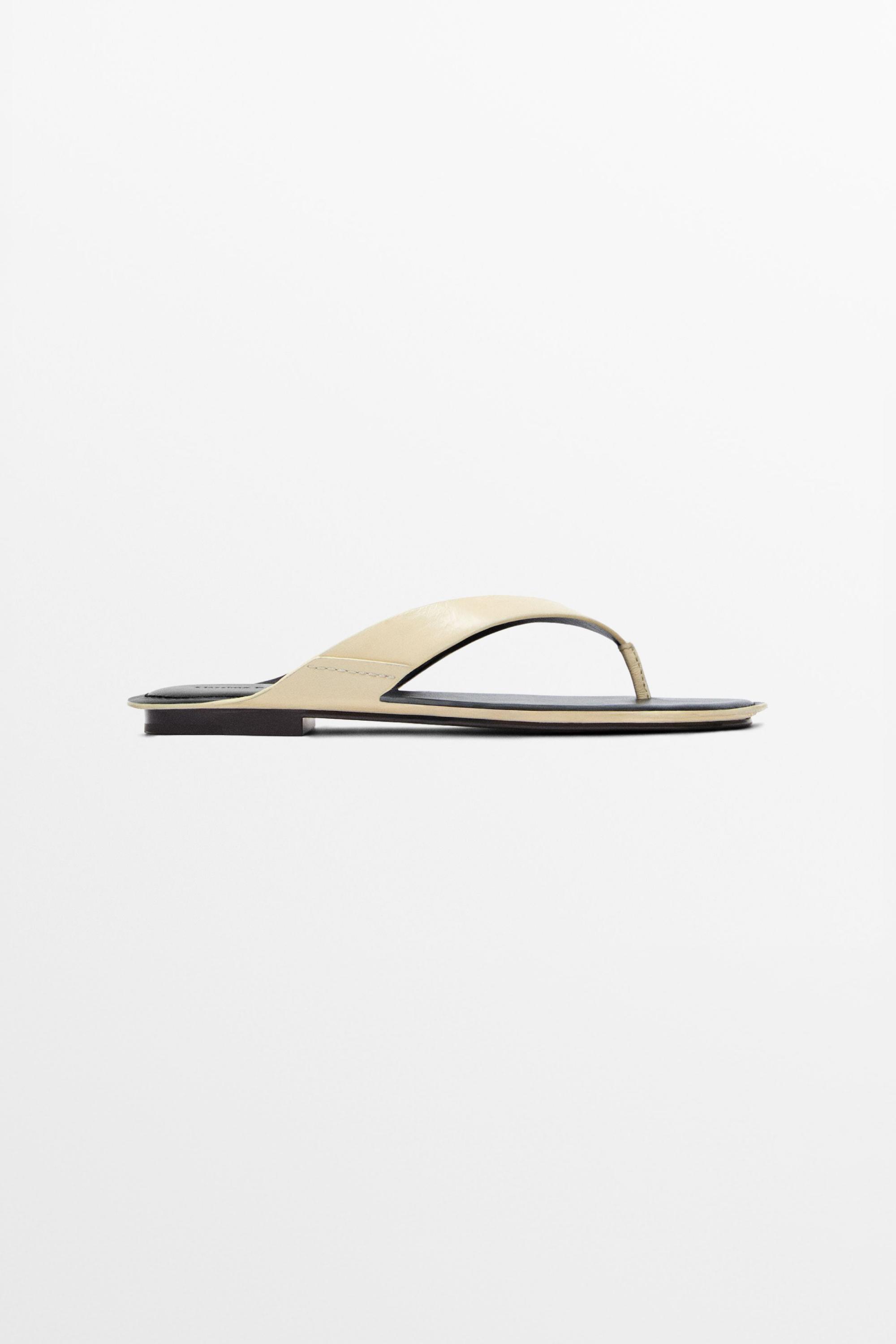 Flat leather sandals — CREAM