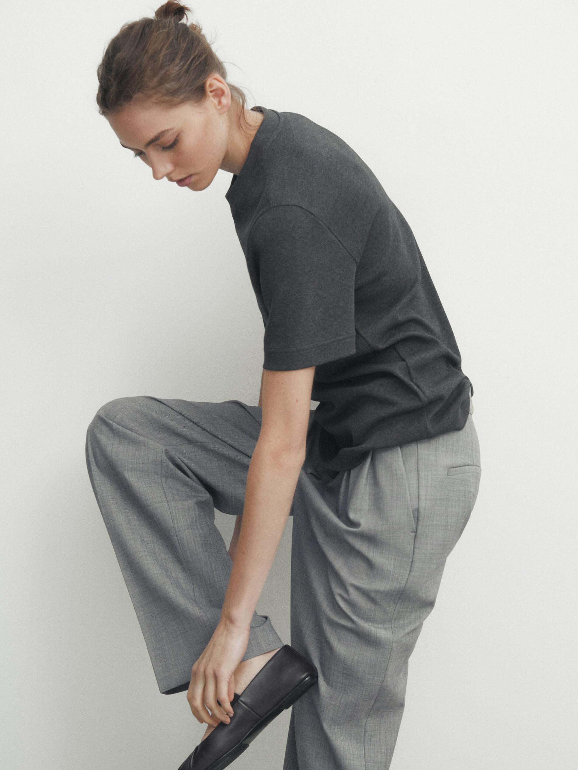 100% cotton interlock crew neck T-shirt — ANTHRACITE GREY