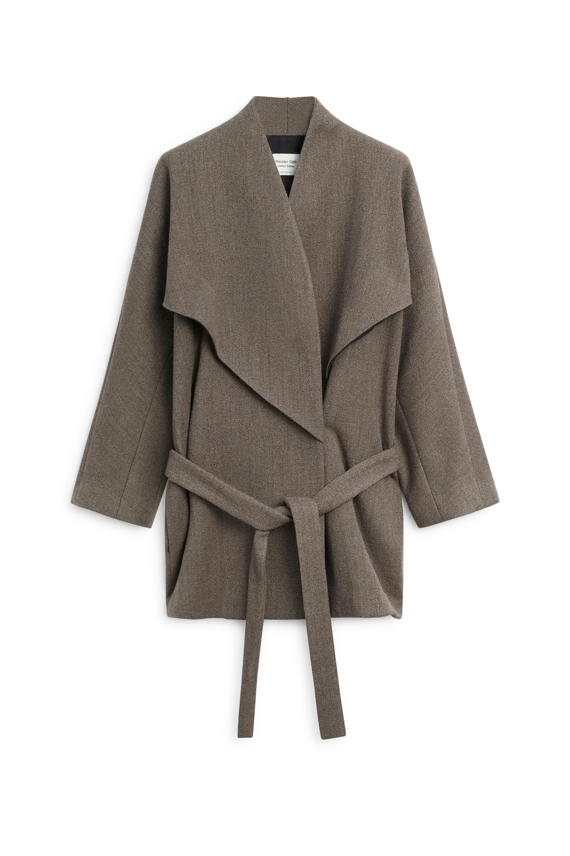 Wool blend belt detail coat - LIMITED EDITION by Massimo Dutti