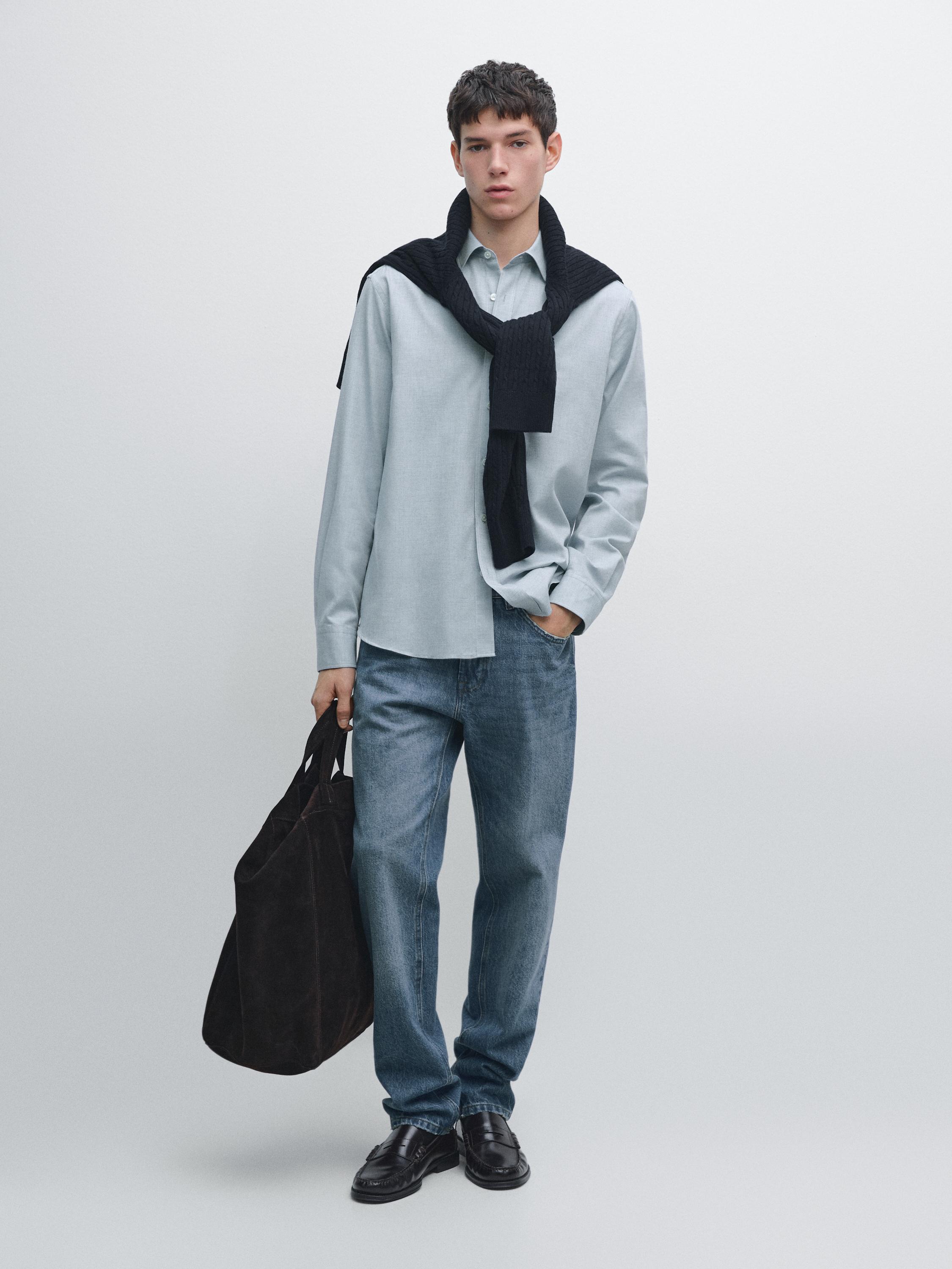 Regular fit melange shirt