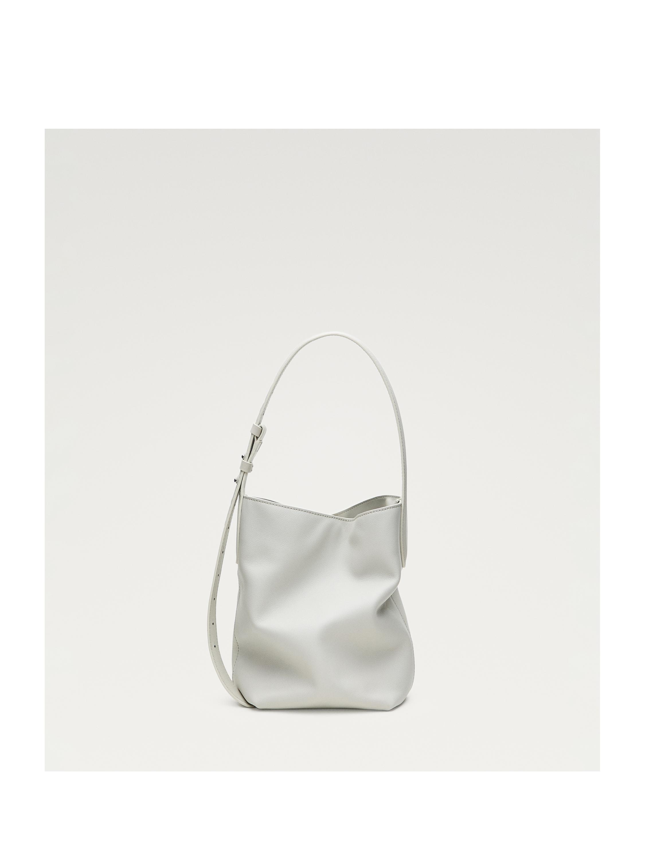 Nappa leather mini bucket bag — Off white