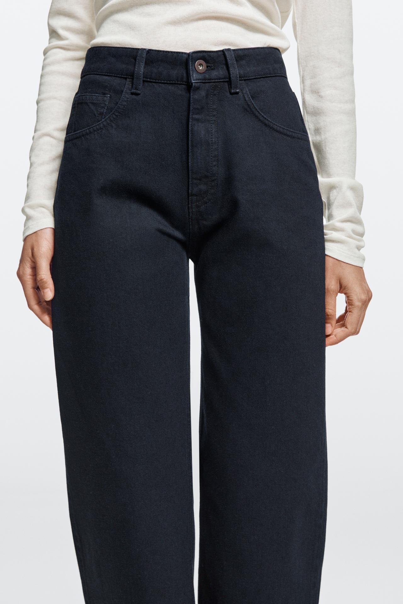 High-waist barrel fit jeans — NAVY BLUE