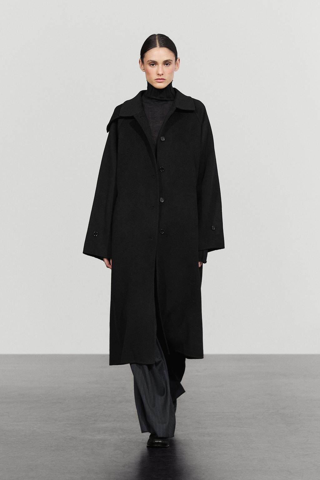 Massimo Dutti Yun-kaşmir qarışıqlı geniş uzun palto