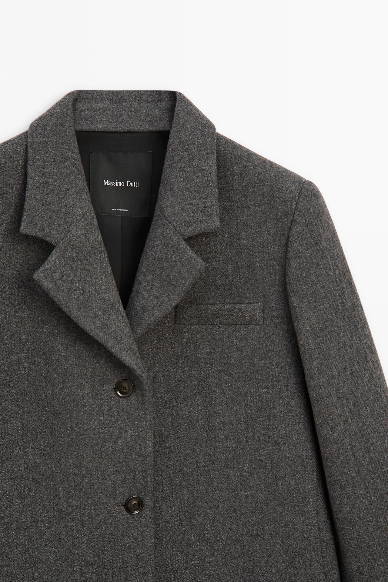 Wool-blend bouclé coat with loop-yarn detail — DARK GREY