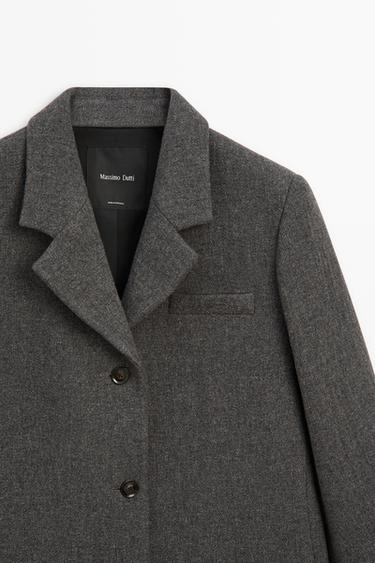 Wool-blend bouclé coat with loop-yarn detail — DARK GREY 4
