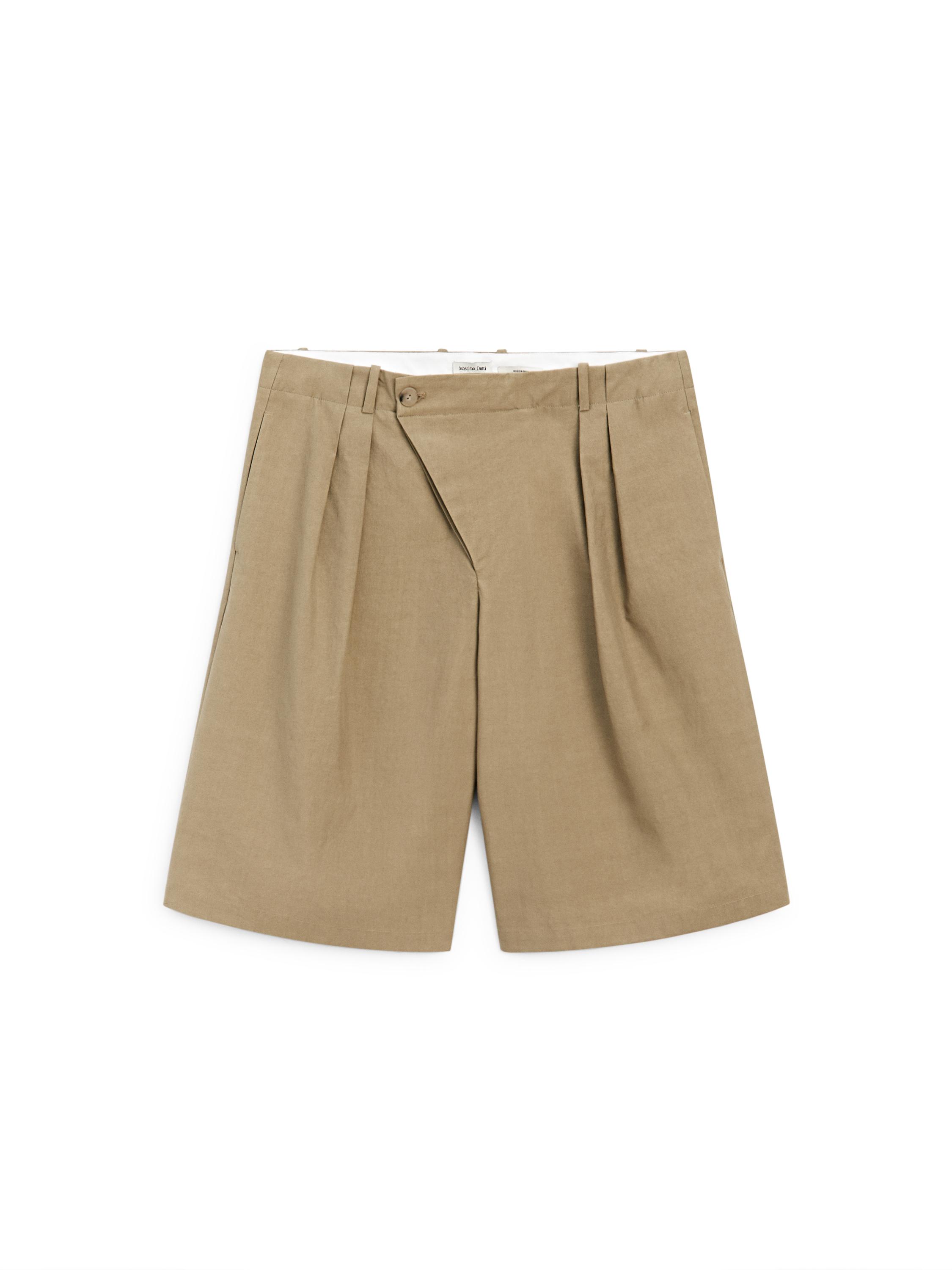 Bermuda shorts with crossover fastening - STUDIO — KHAKI