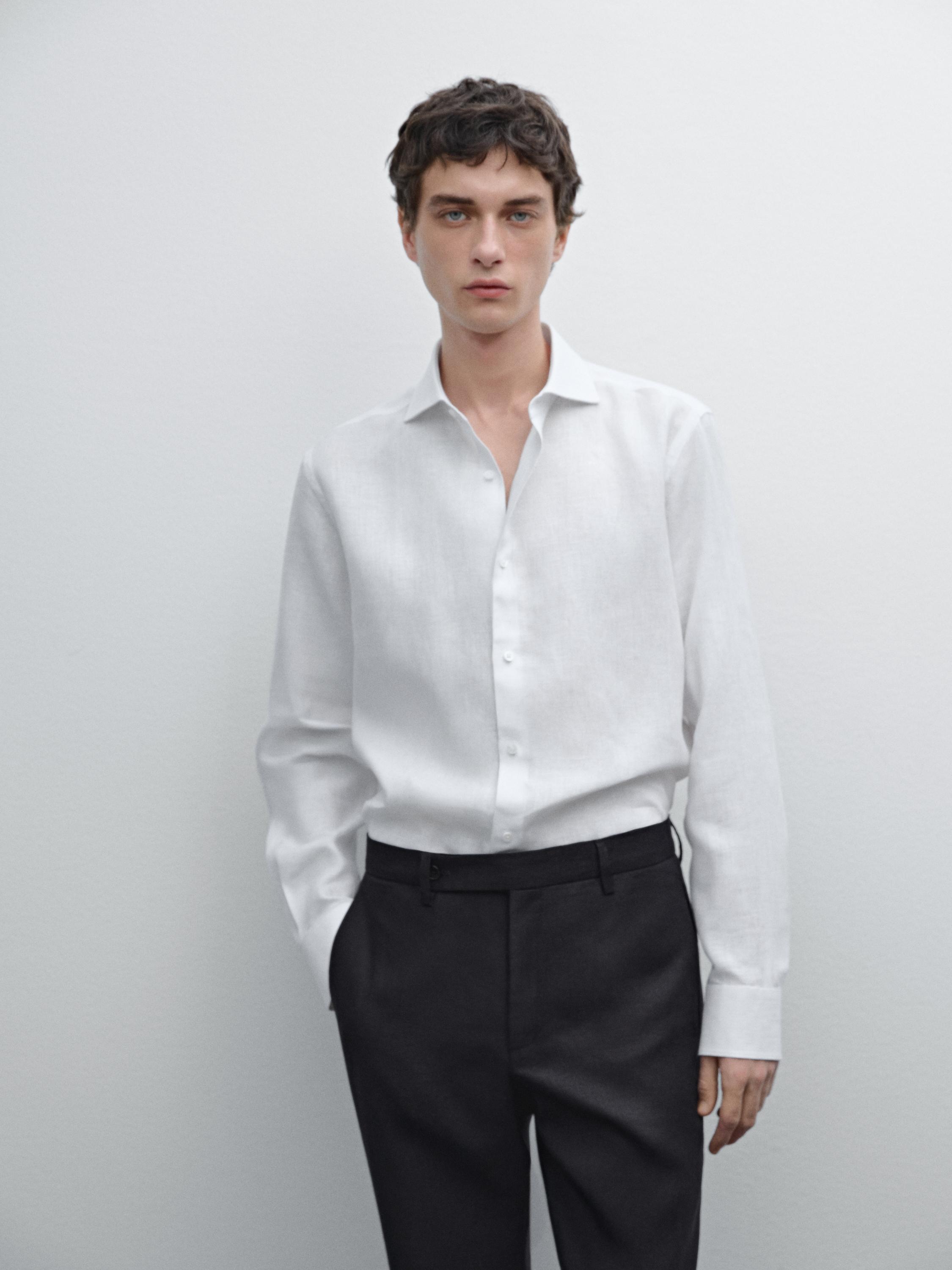 100% linnen slim fit overhemd