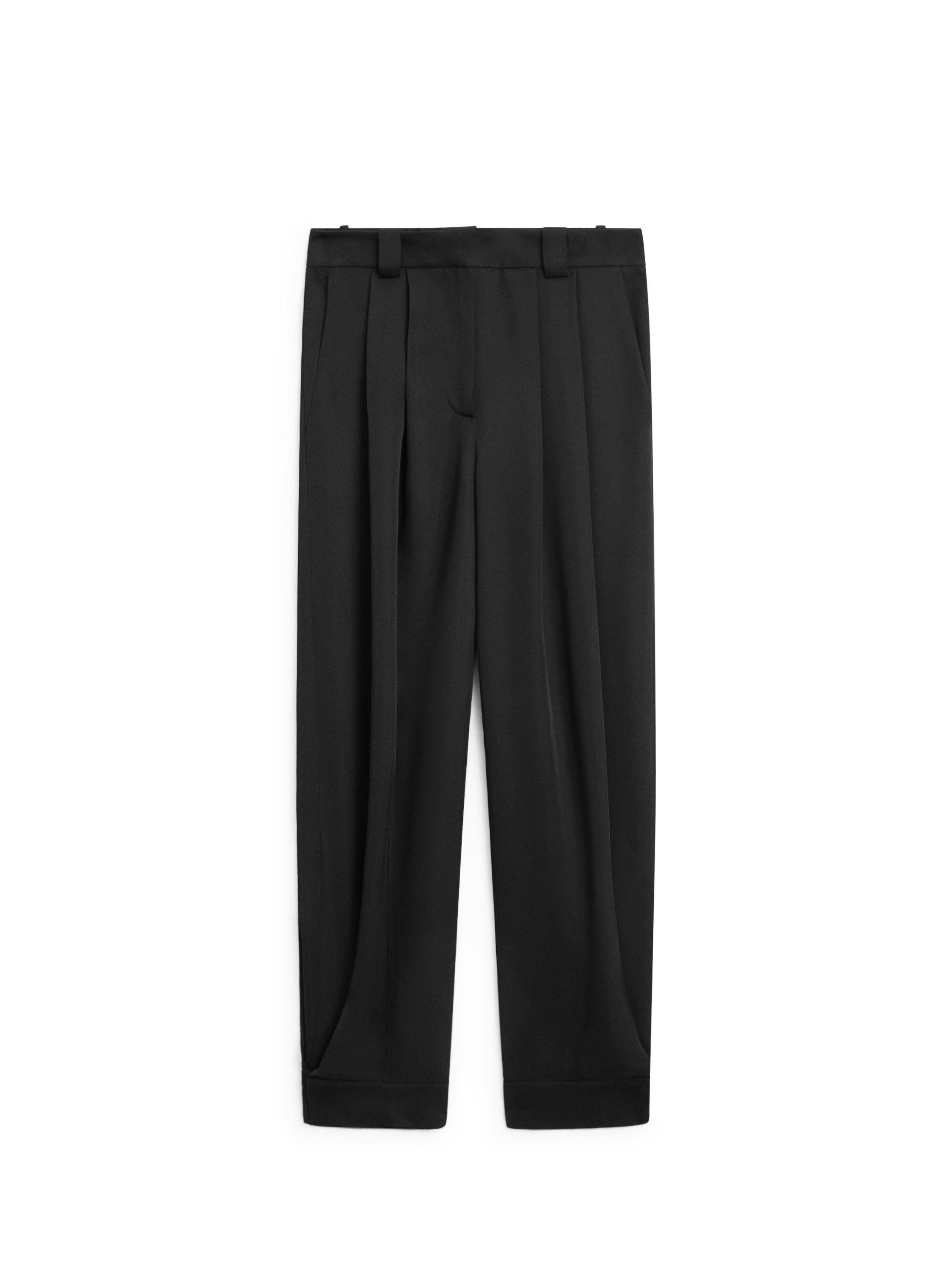 Sarouel trousers in flowing fabric — BLACK