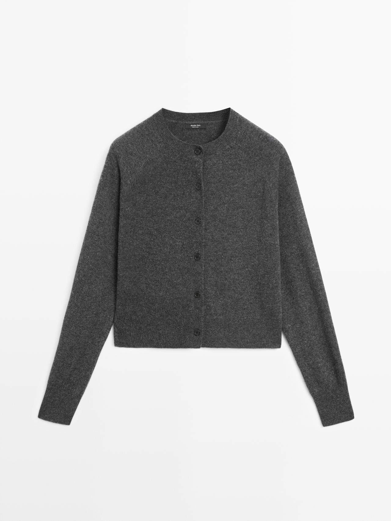 Massimo Dutti - Dame - Kort Cardigan I Strik Med Raglanærmer - Koksgrå - Xs