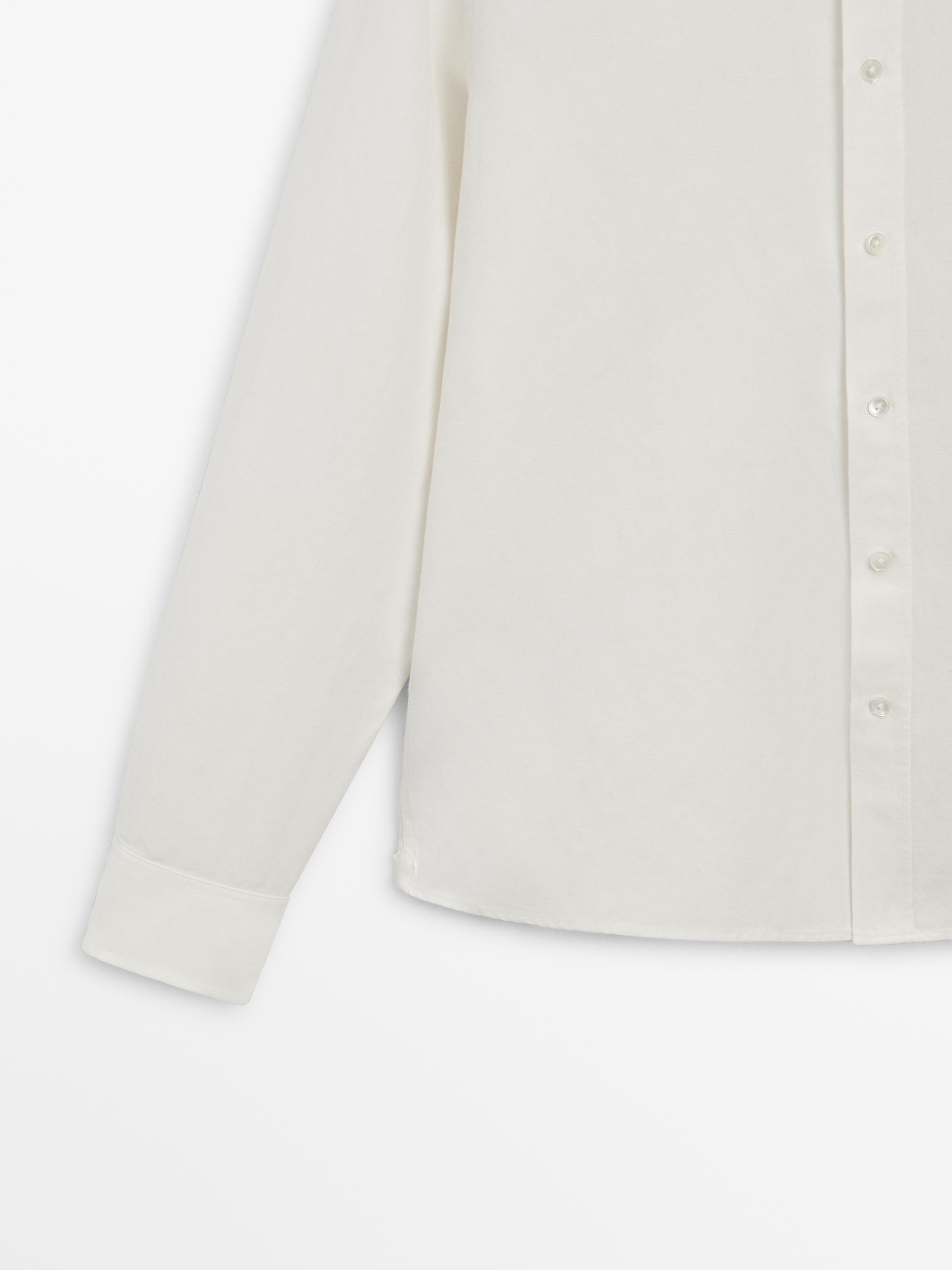 Regular fit linen blend shirt — CREAM