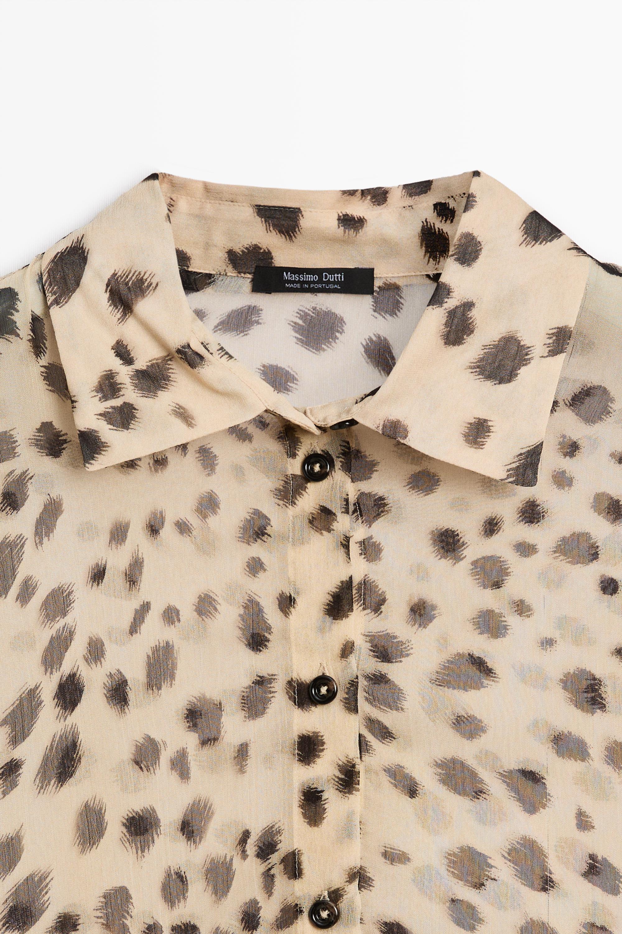 Animal print flowing shirt — SAND BROWN