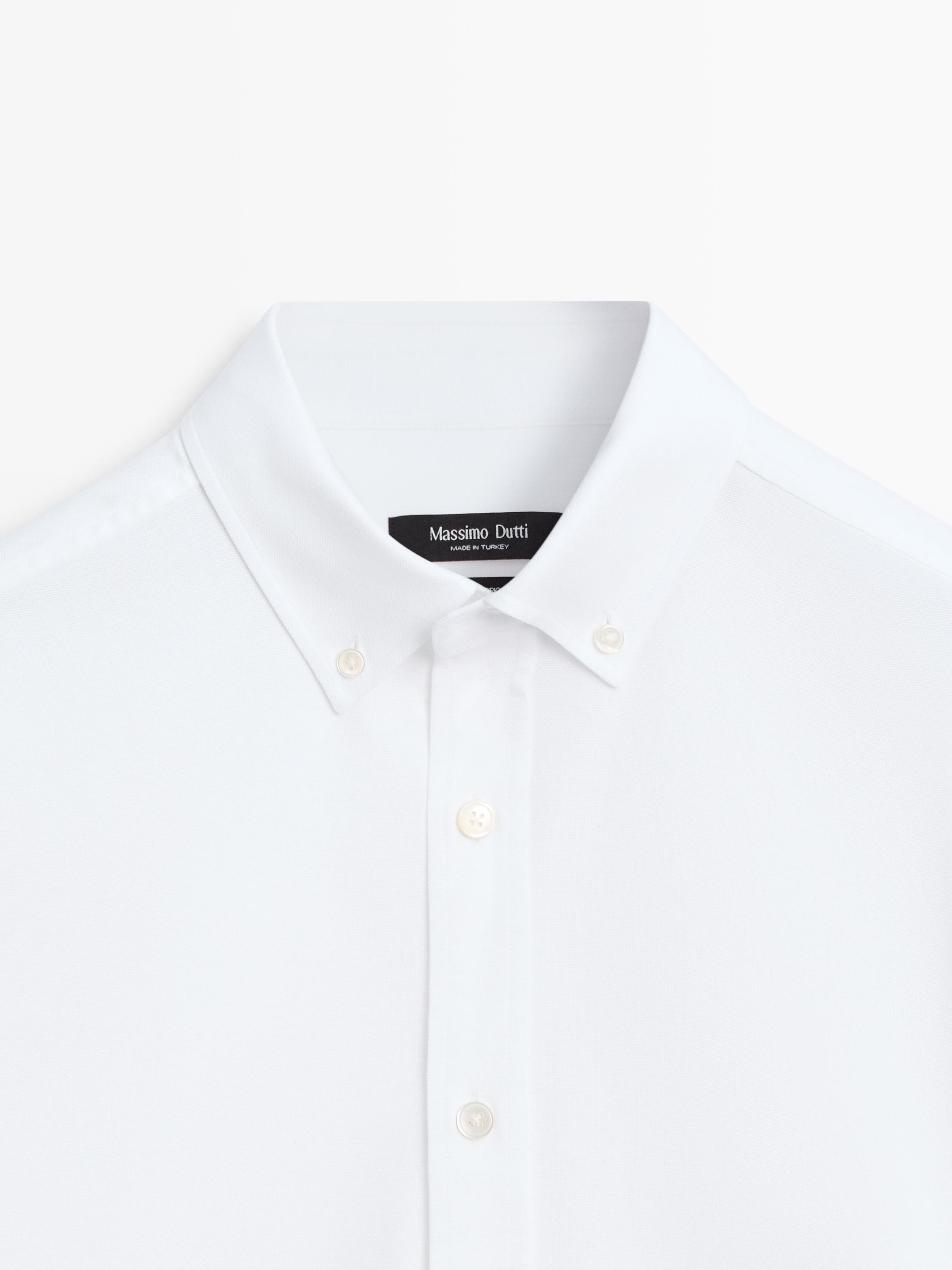 100% cotton regular fit Oxford shirt — WHITE