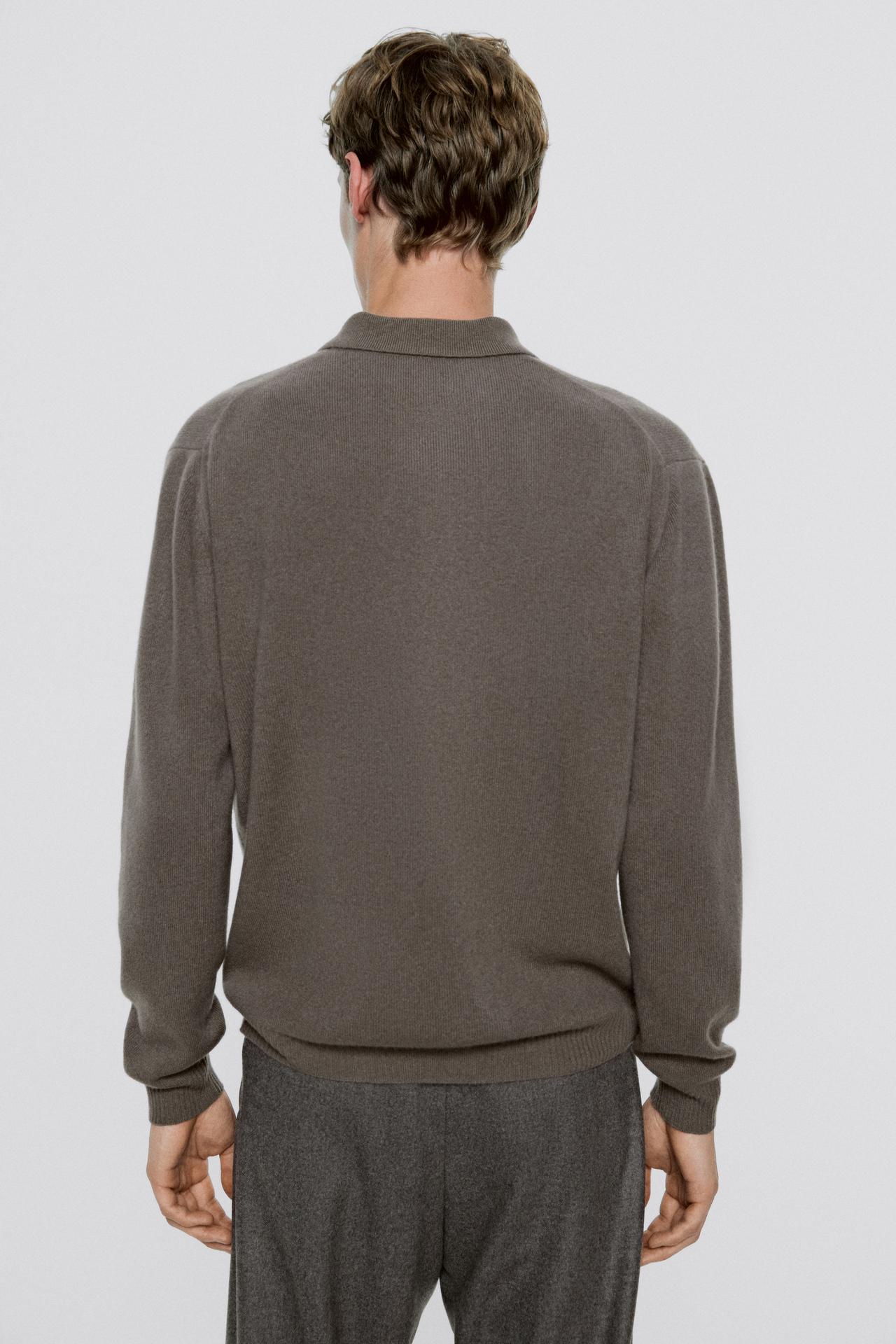 100% wool knit polo sweater - LIMITED EDITION — MOLE BROWN