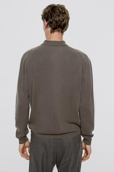 100% wool knit polo sweater - LIMITED EDITION — MOLE BROWN 3