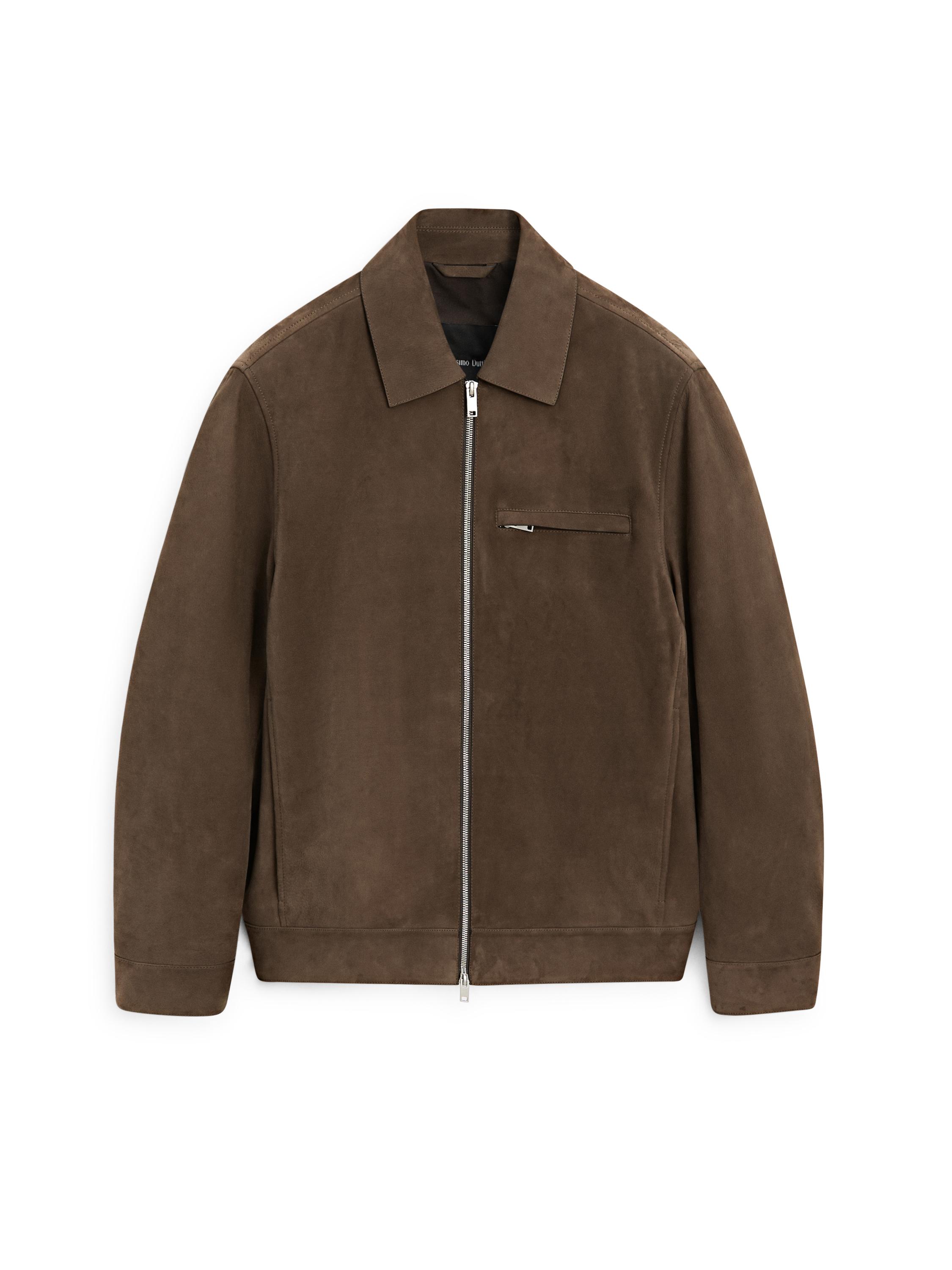 Short suede leather jacket — OLIVE