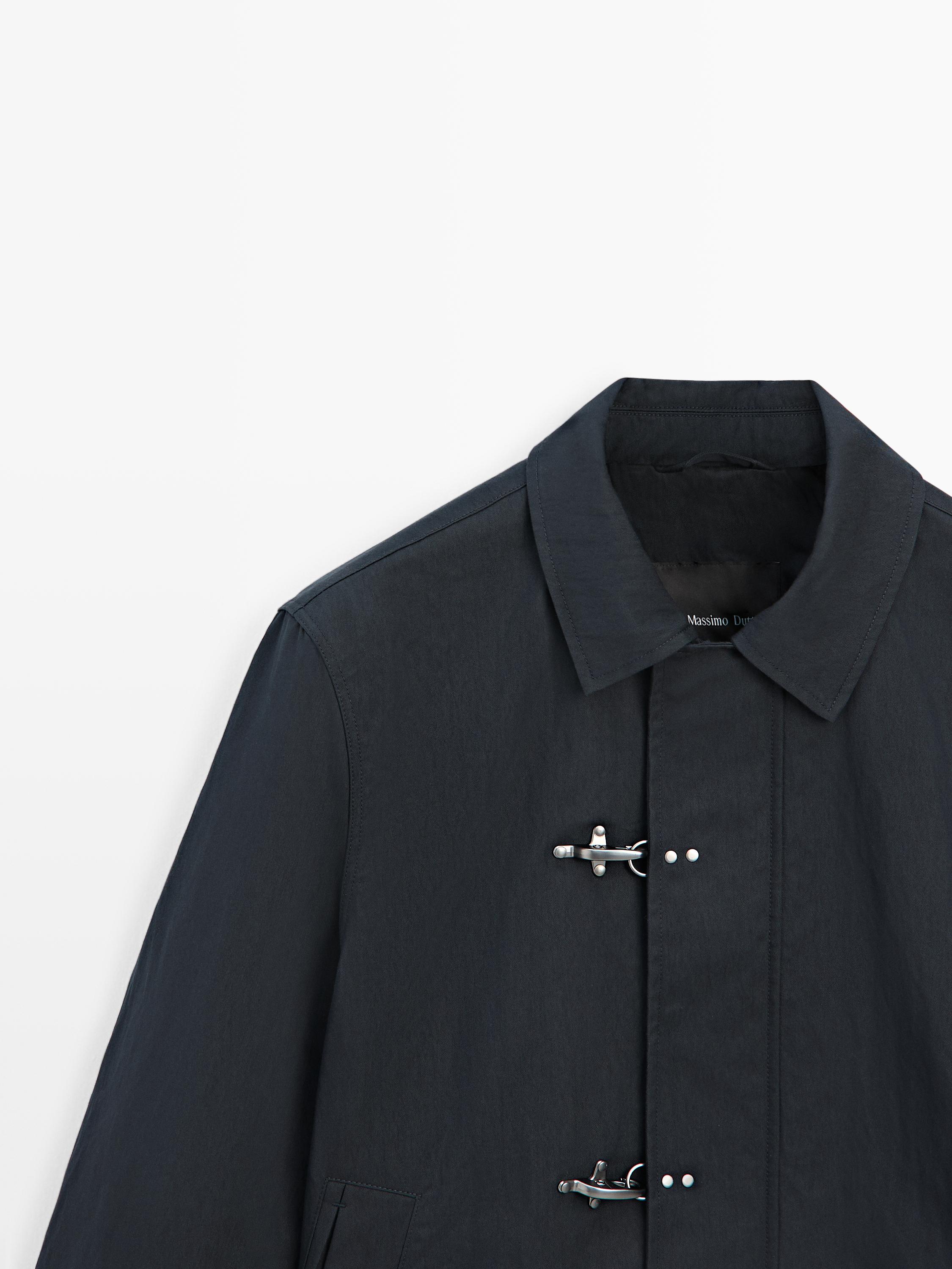Cotton blend toggle jacket — NAVY BLUE