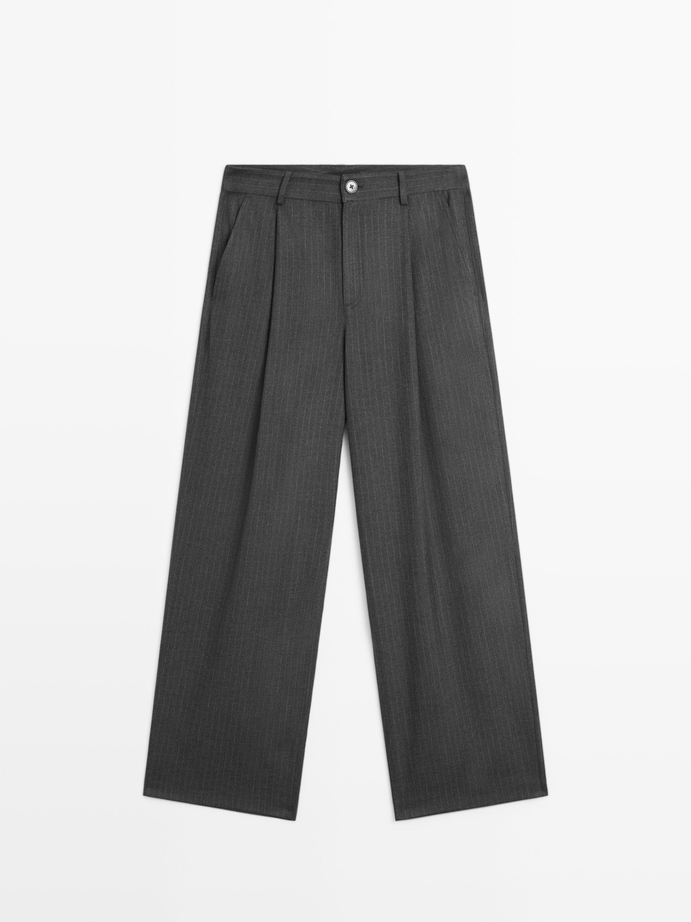 Pantalón wide leg tiro medio raya diplomática